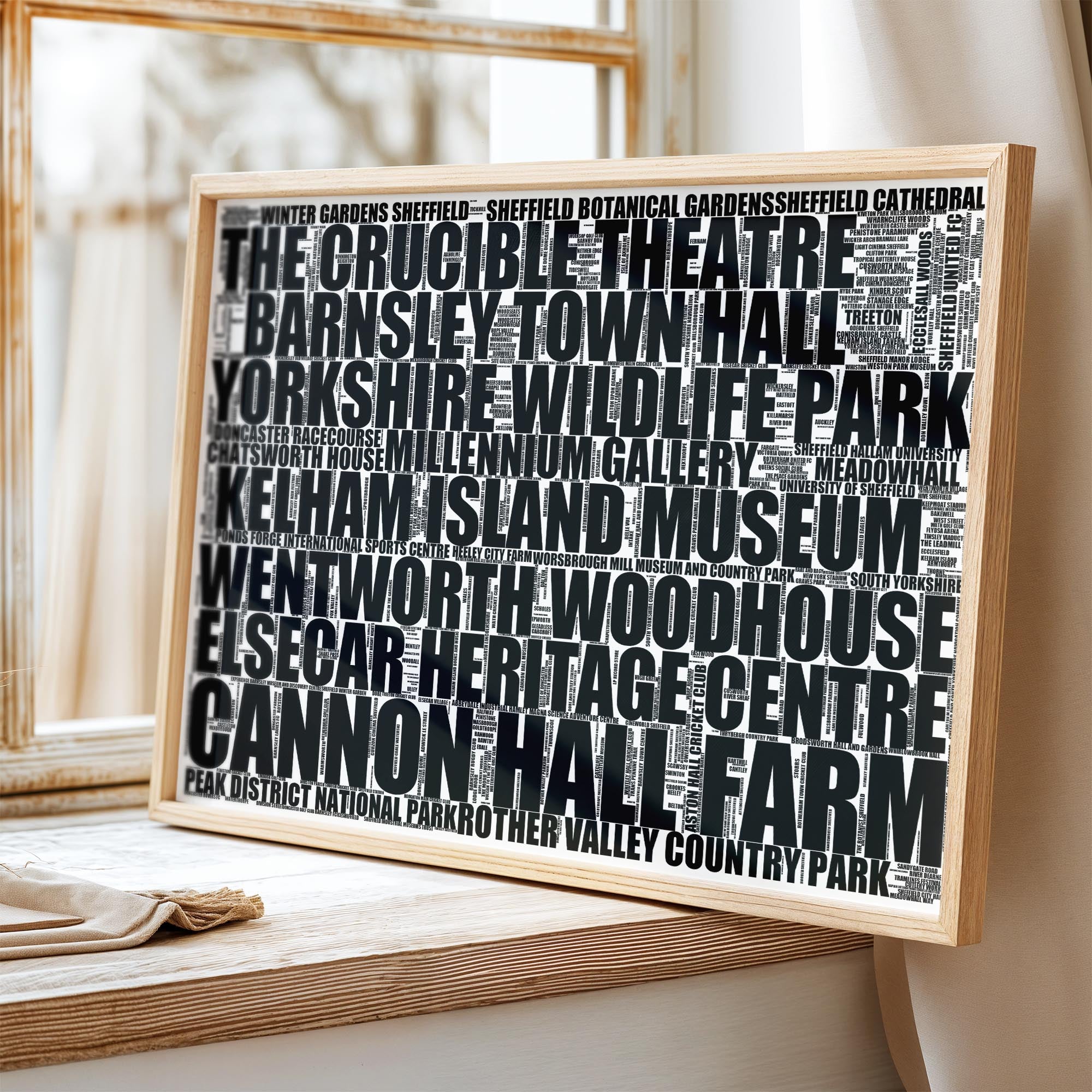 South Yorkshire - Premium Typographic Word Cloud Prints, Posters & Gifts