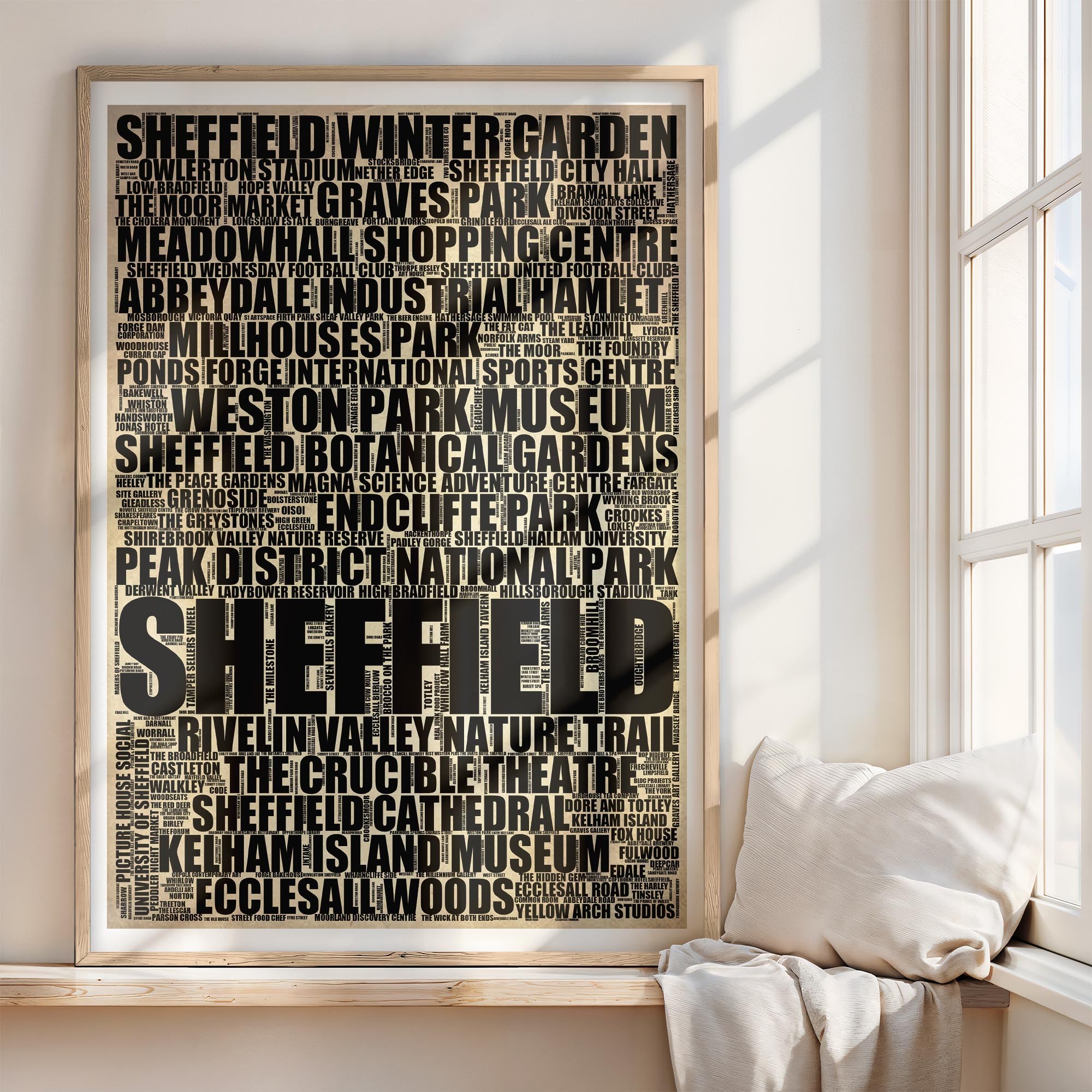 Sheffield - Premium Typographic Word Cloud Prints, Posters & Gifts