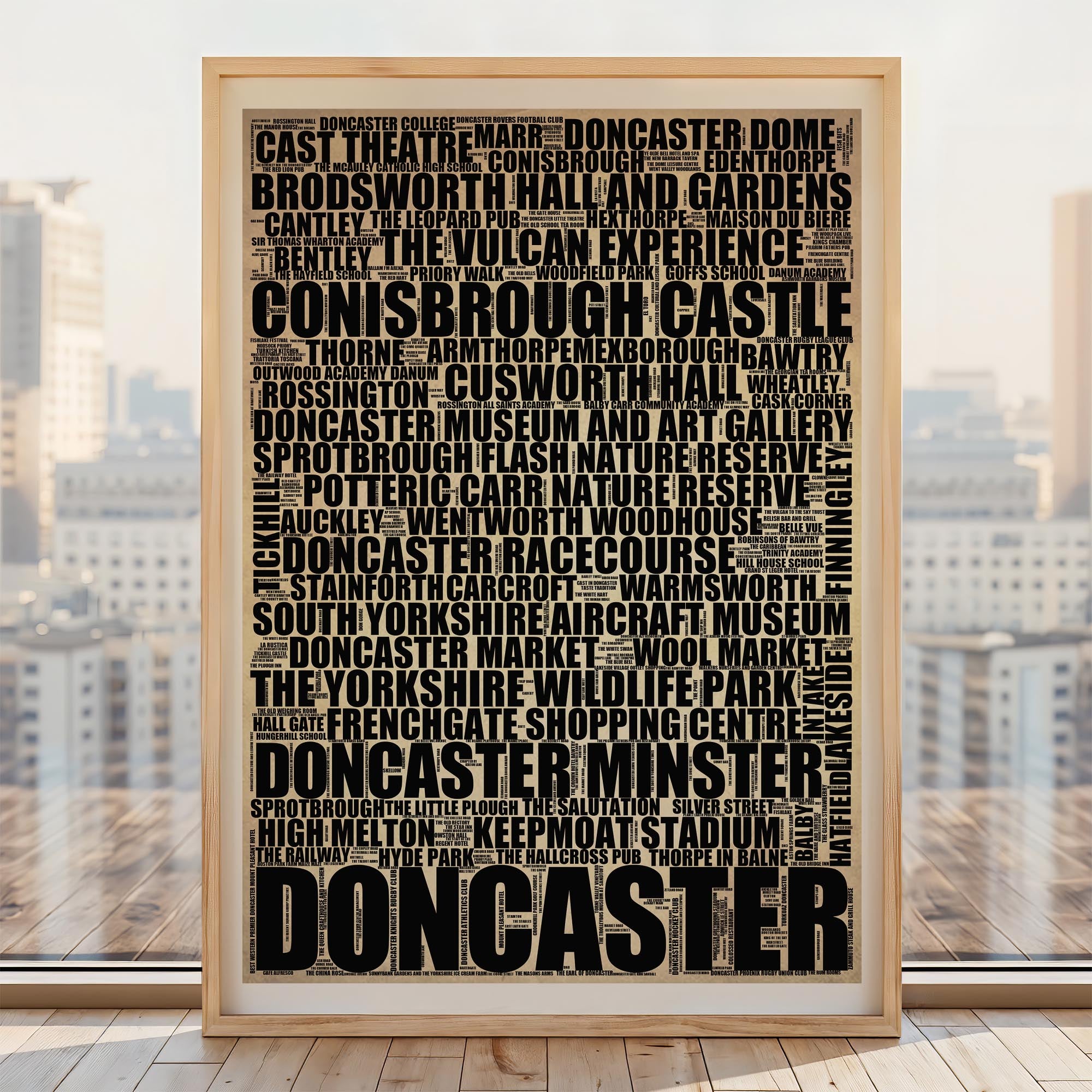 Doncaster - Premium Typographic Word Cloud Prints, Posters & Gifts