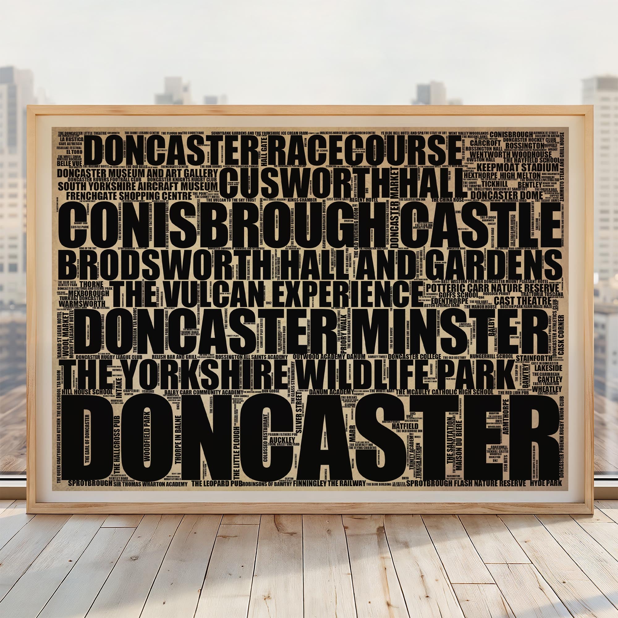 Doncaster - Premium Typographic Word Cloud Prints, Posters & Gifts
