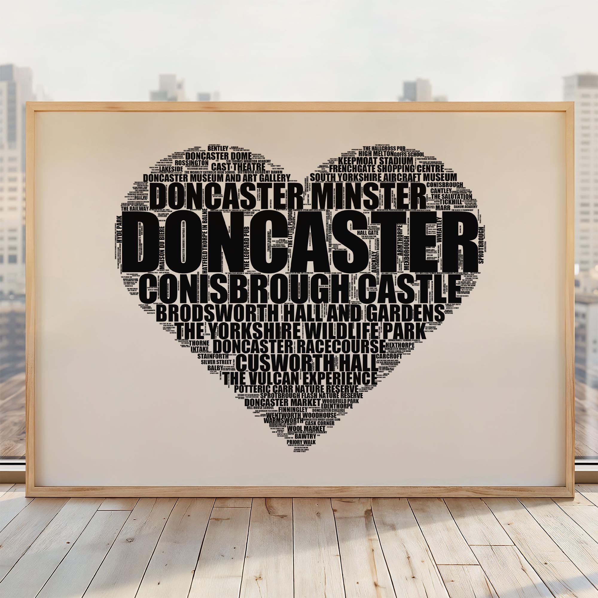 Doncaster - Premium Typographic Word Cloud Prints, Posters & Gifts