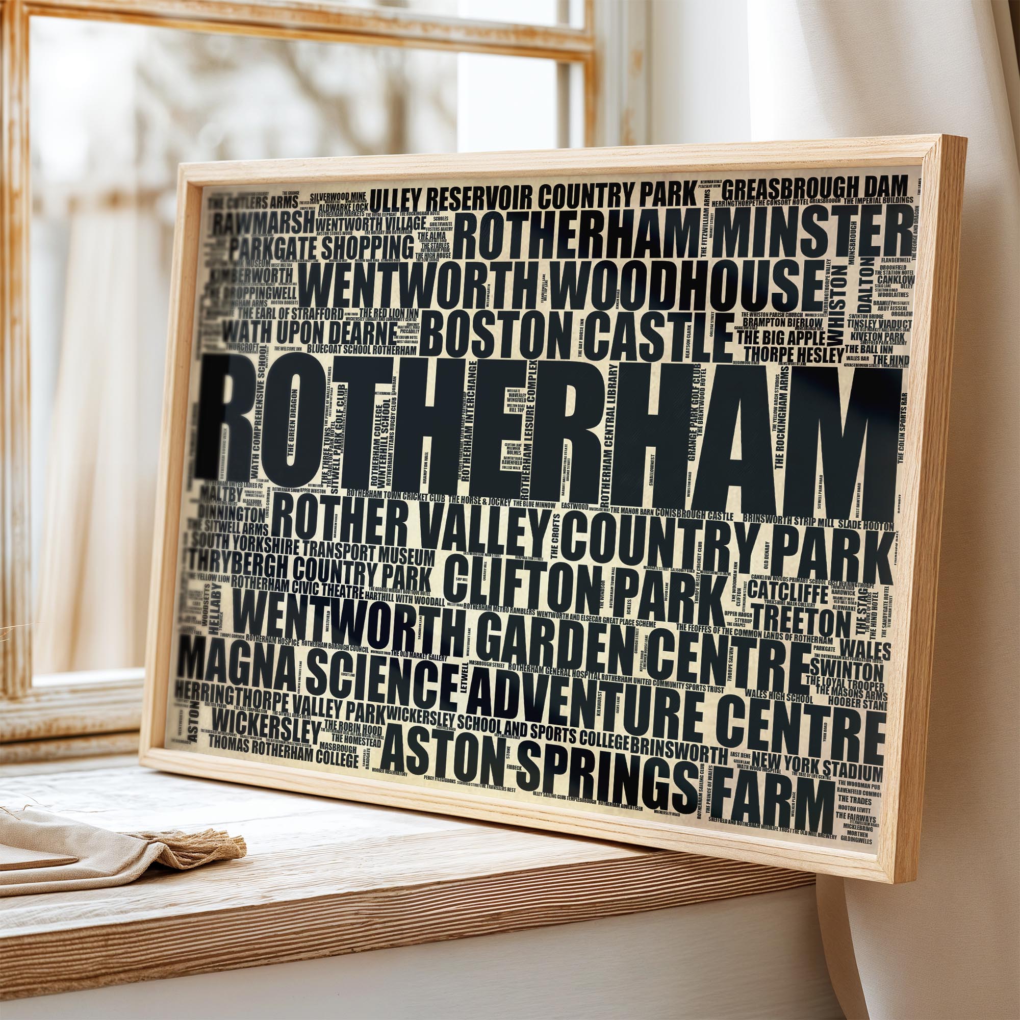 Rotherham - Premium Typographic Word Cloud Prints, Posters & Gifts