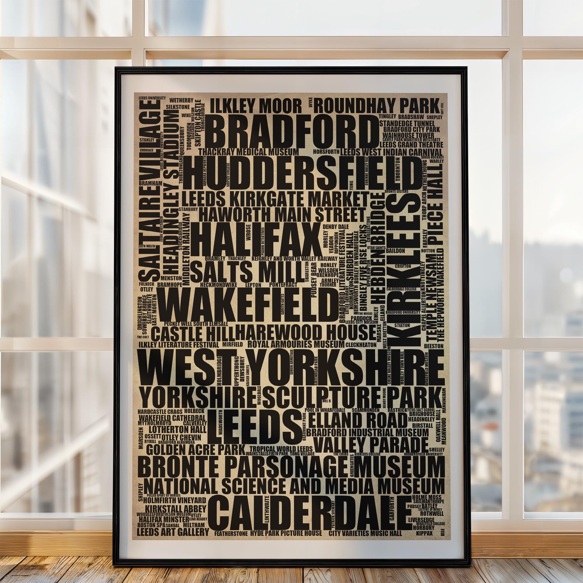 West Yorkshire - Premium Typographic Word Cloud Prints, Posters & Gifts