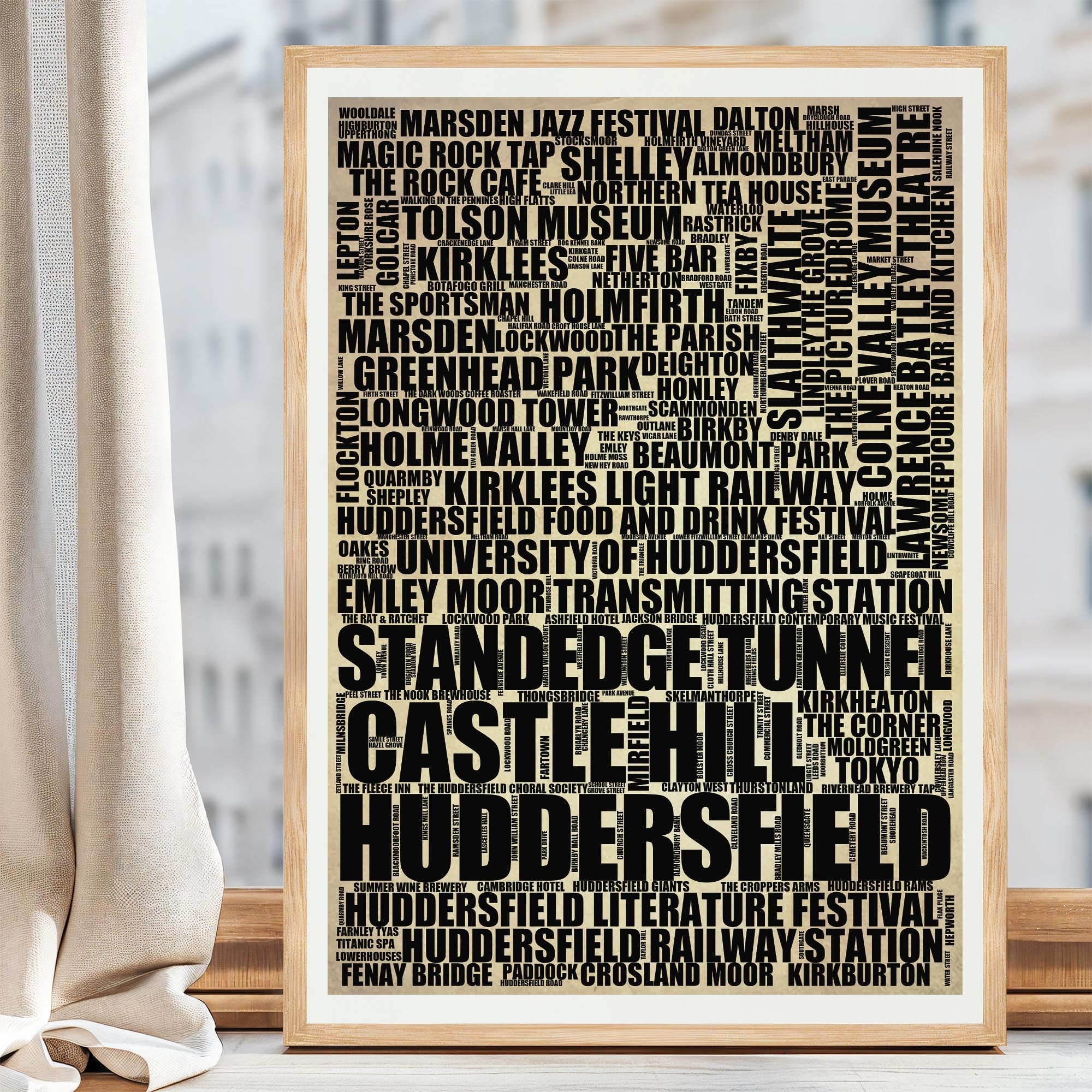 Huddersfield - Premium Typographic Word Cloud Prints, Posters & Gifts