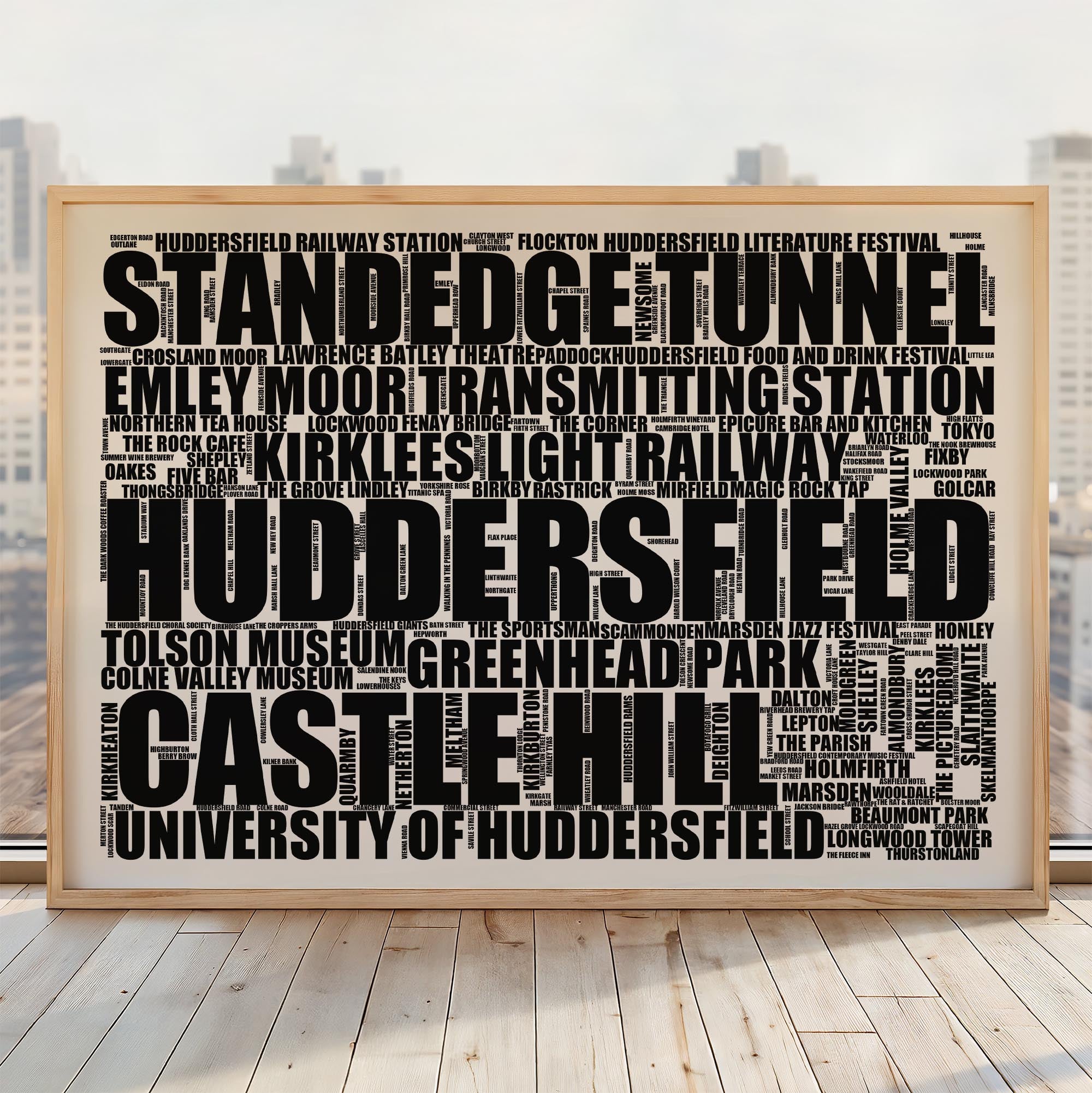 Huddersfield - Premium Typographic Word Cloud Prints, Posters & Gifts