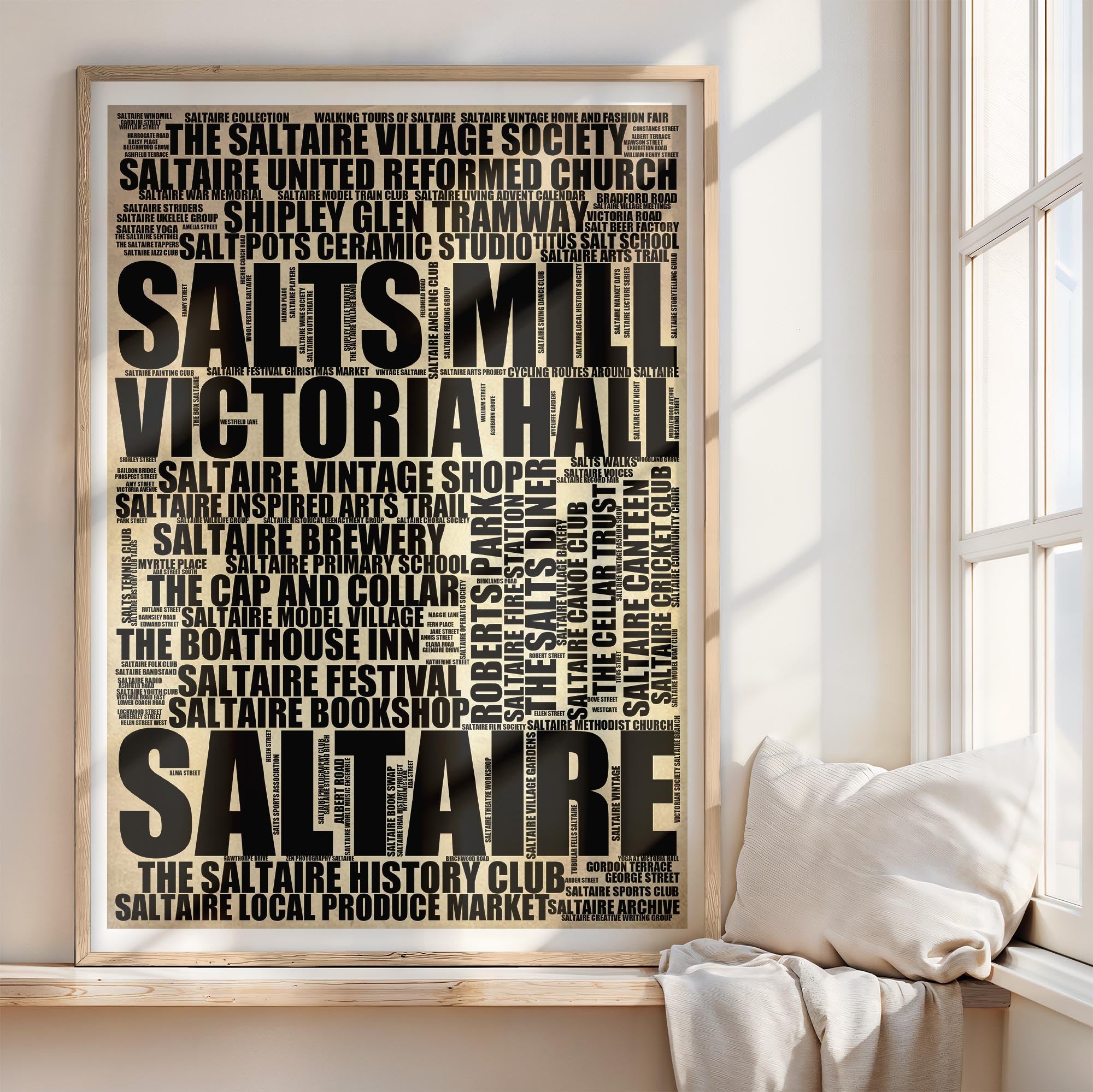 Saltaire - Premium Typographic Word Cloud Prints, Posters & Gifts