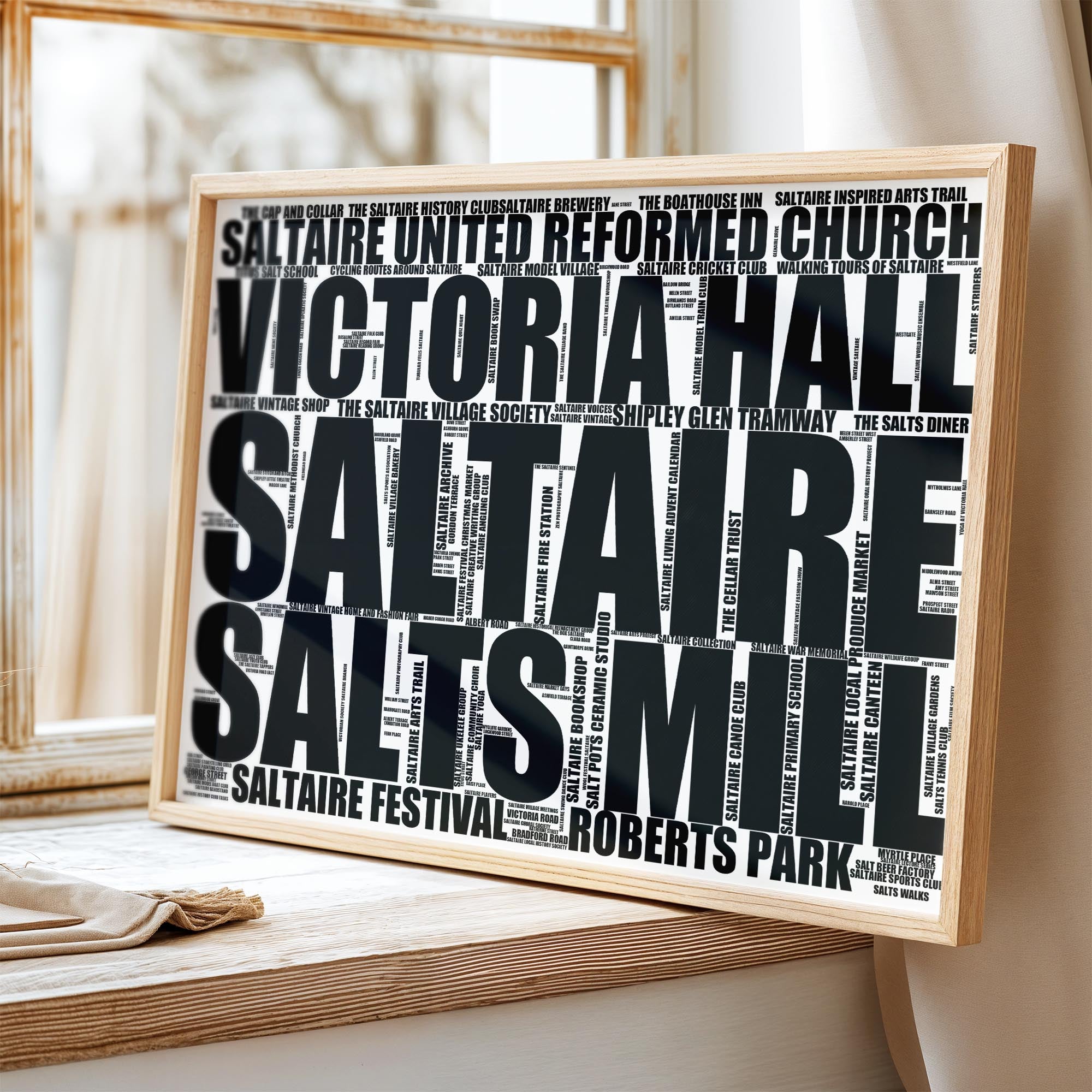 Saltaire - Premium Typographic Word Cloud Prints, Posters & Gifts