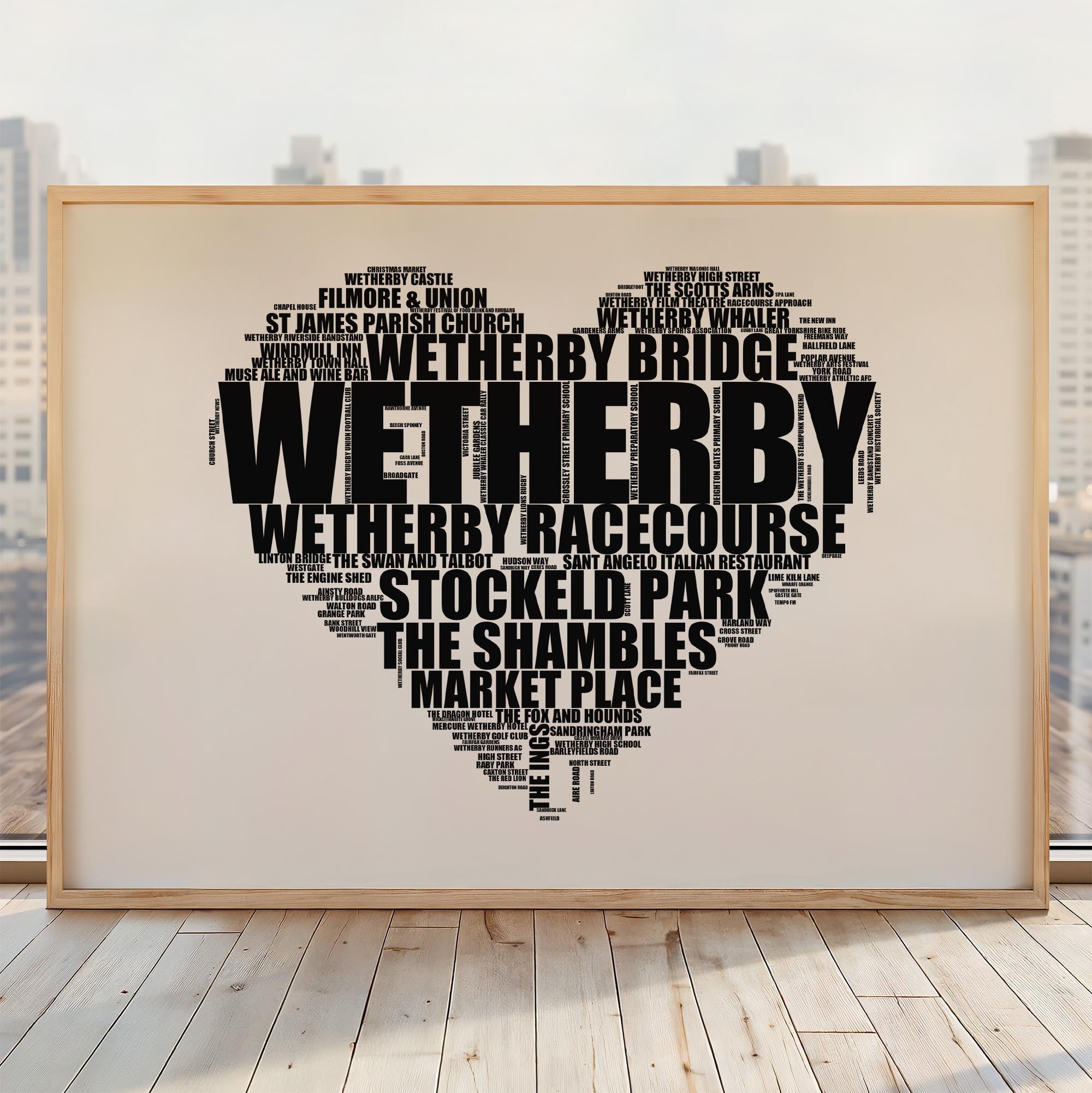 Wetherby - Premium Typographic Word Cloud Prints, Posters & Gifts