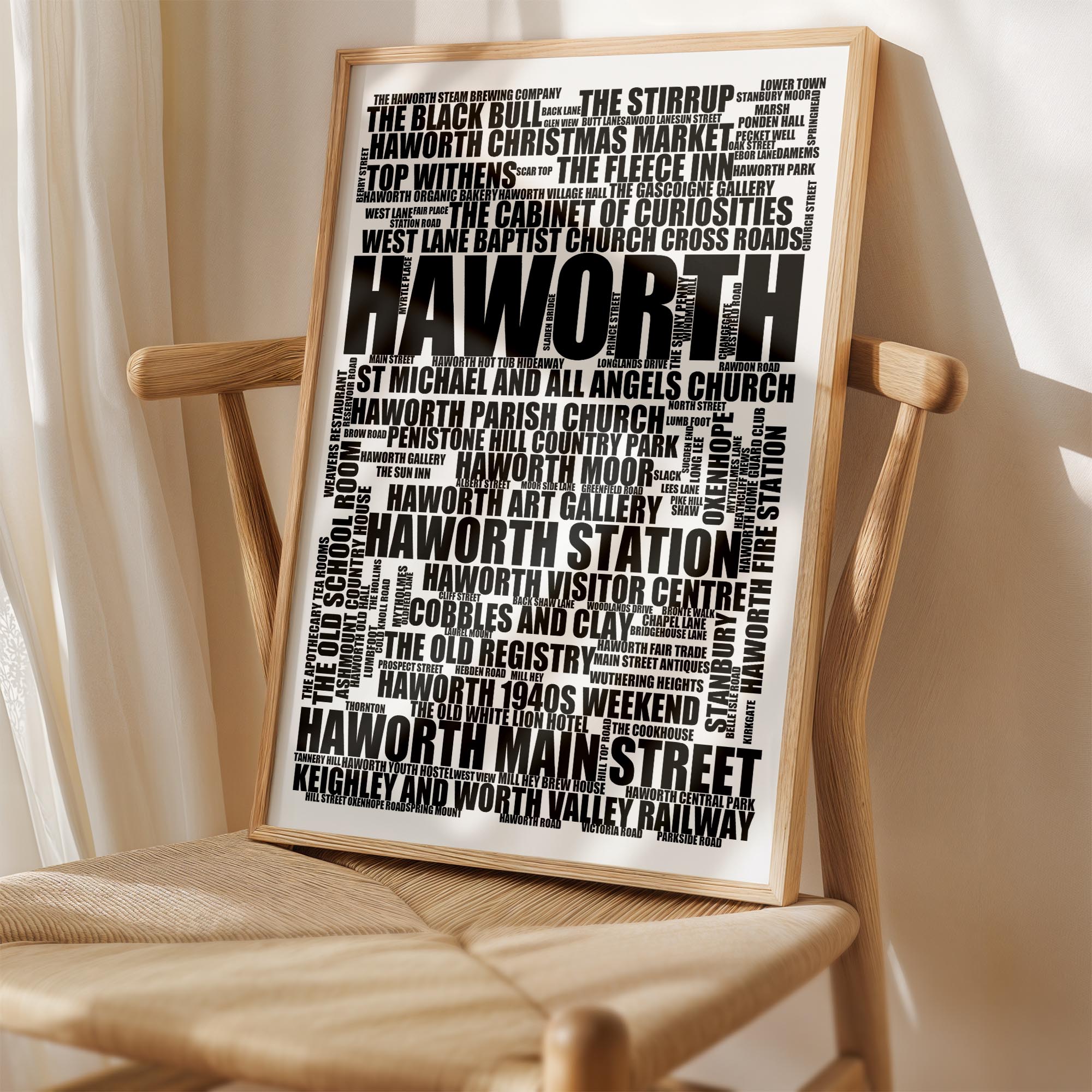 Haworth - Premium Typographic Word Cloud Prints, Posters & Gifts