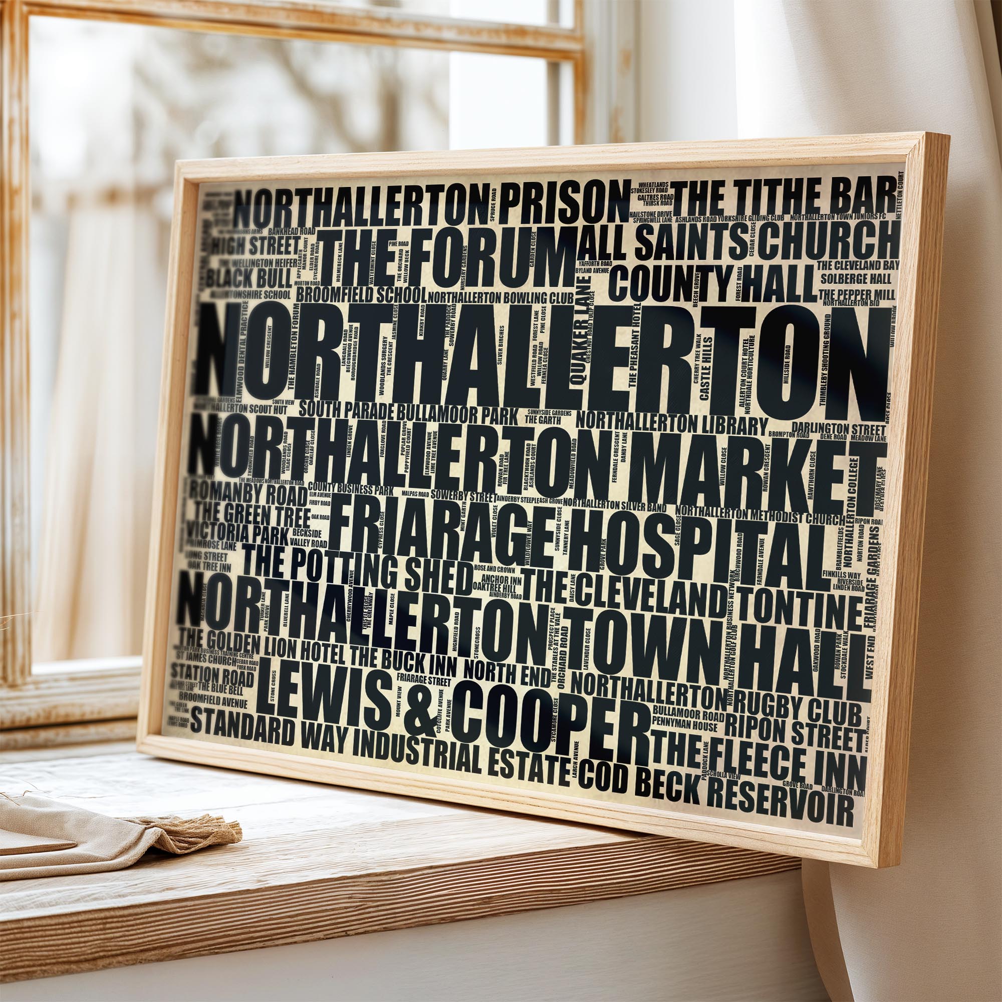 Northallerton - Premium Typographic Word Cloud Prints, Posters & Gifts