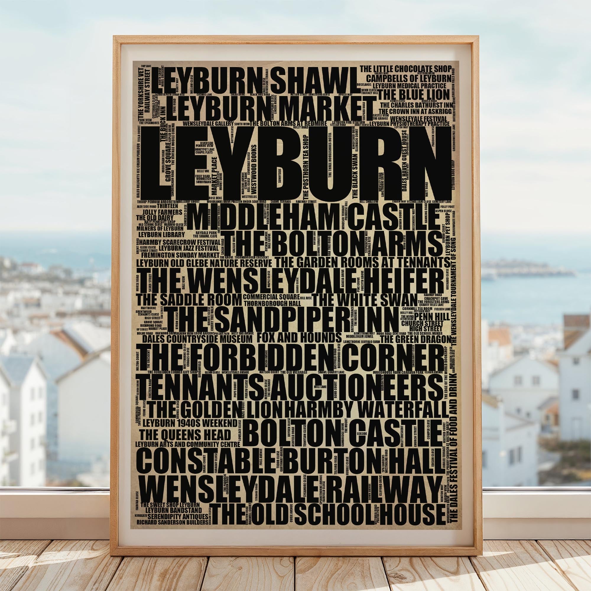 Leyburn - Premium Typographic Word Cloud Prints, Posters & Gifts