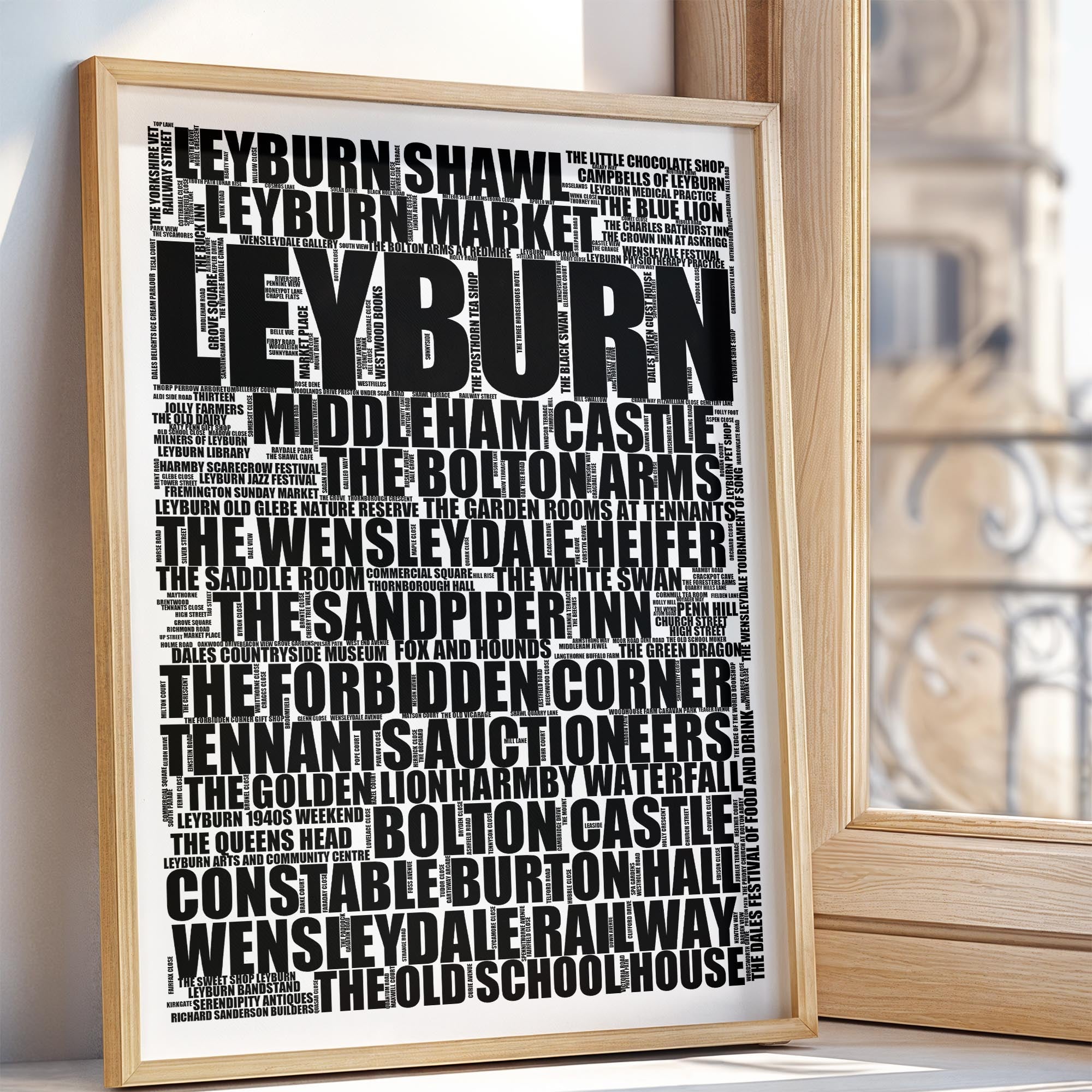 Leyburn - Premium Typographic Word Cloud Prints, Posters & Gifts