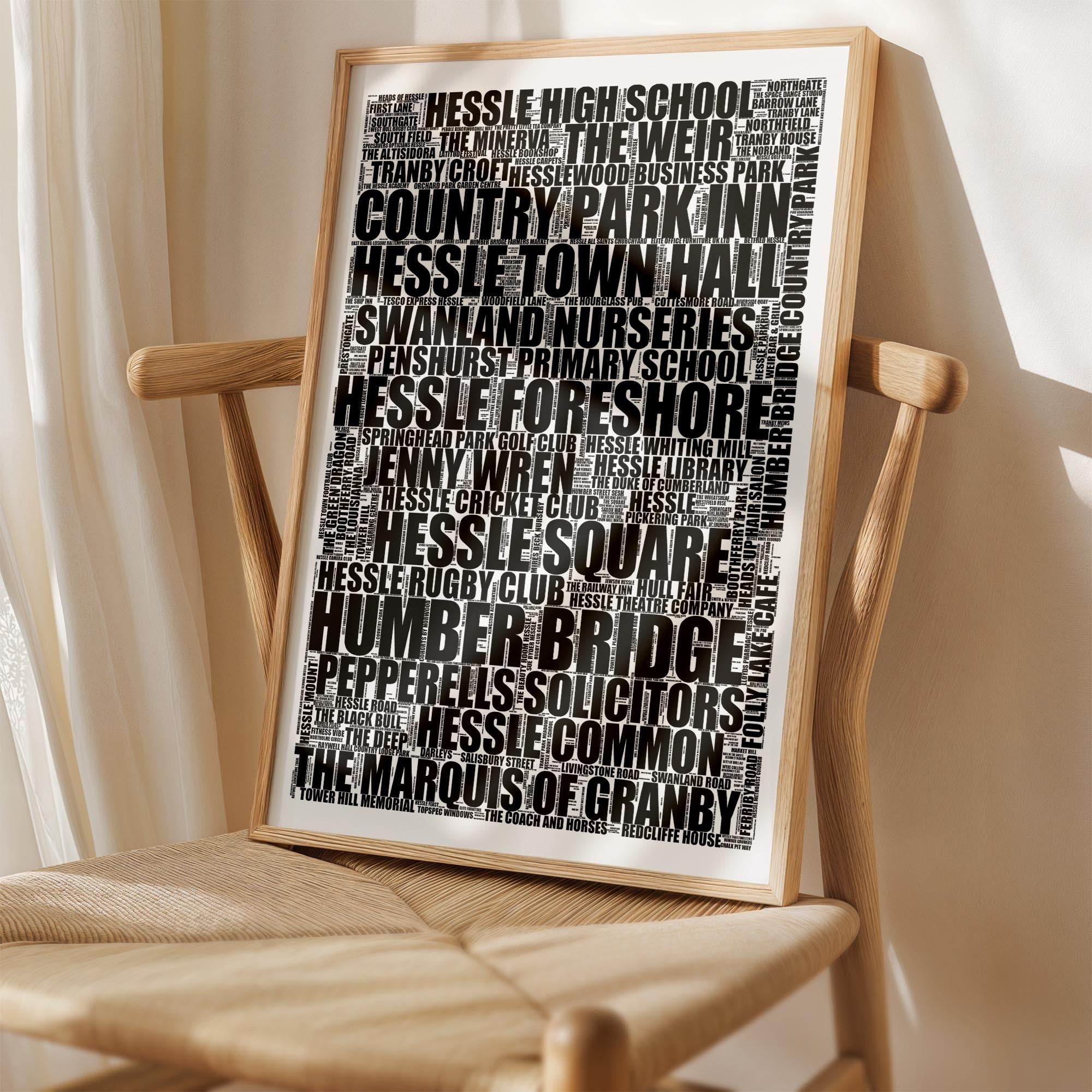 Hessle - Premium Typographic Word Cloud Prints, Posters & Gifts