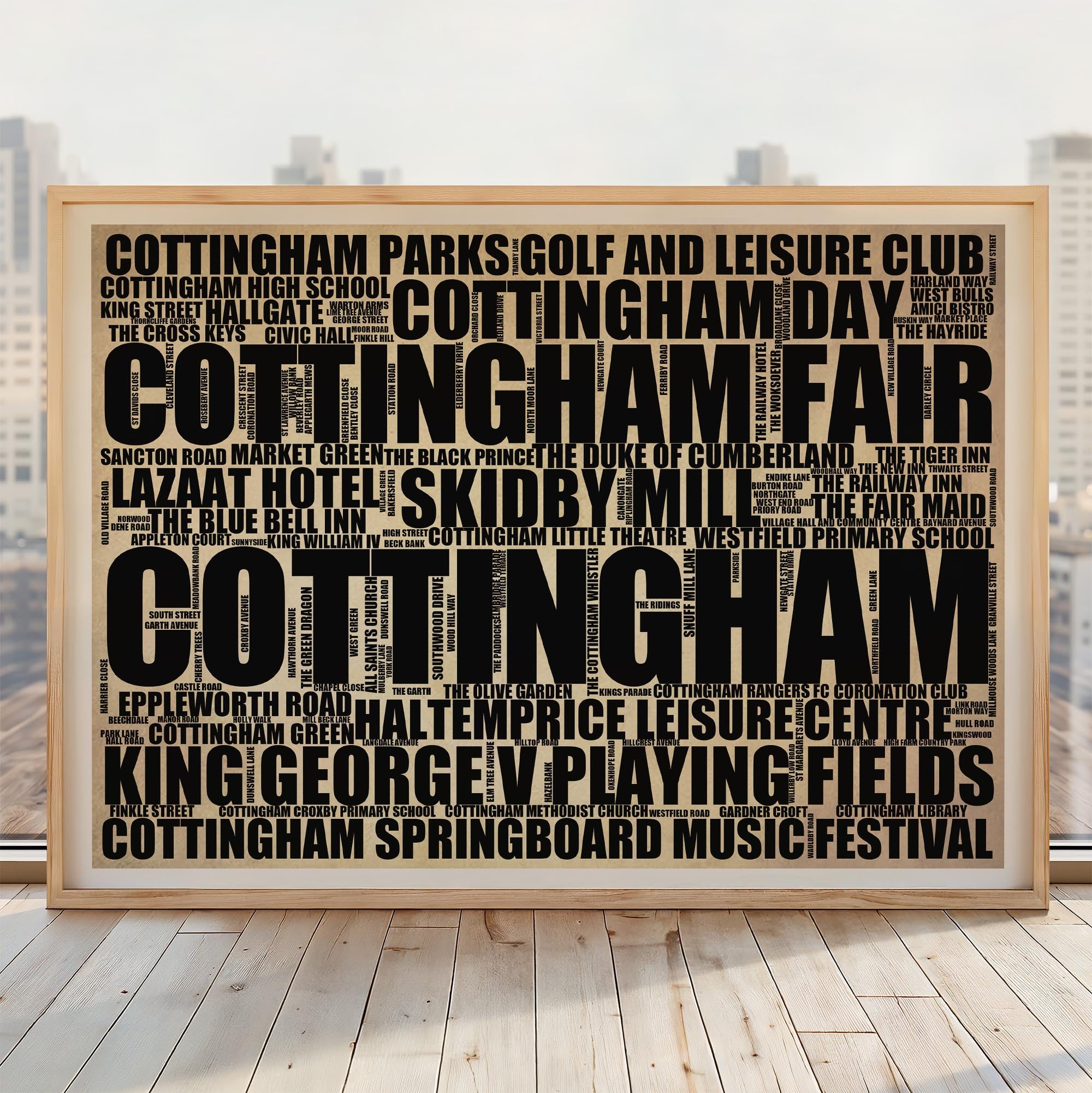 Cottingham - Premium Typographic Word Cloud Prints, Posters & Gifts