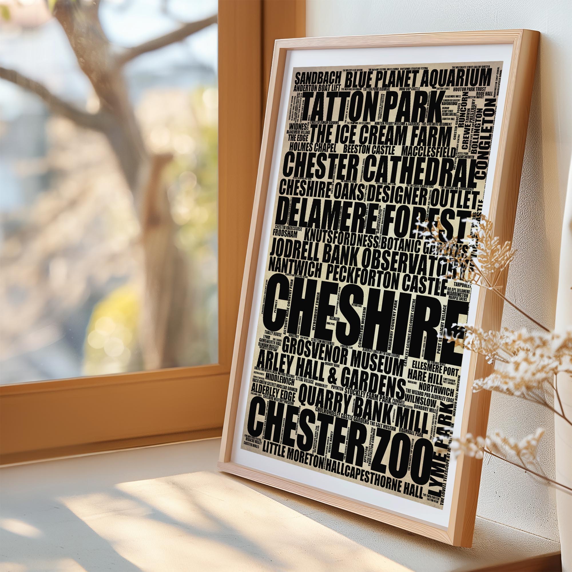 Cheshire - Premium Typographic Word Cloud Prints, Posters & Gifts