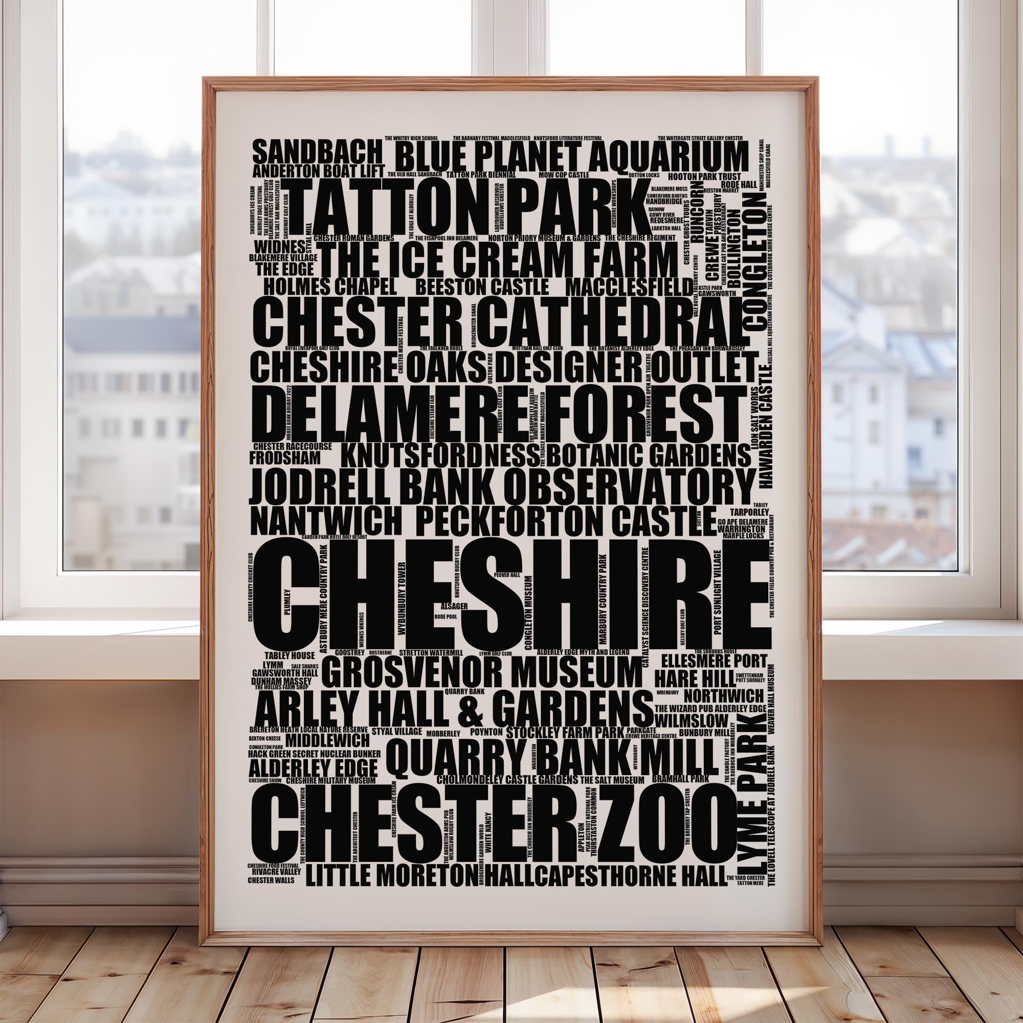 Cheshire - Premium Typographic Word Cloud Prints, Posters & Gifts