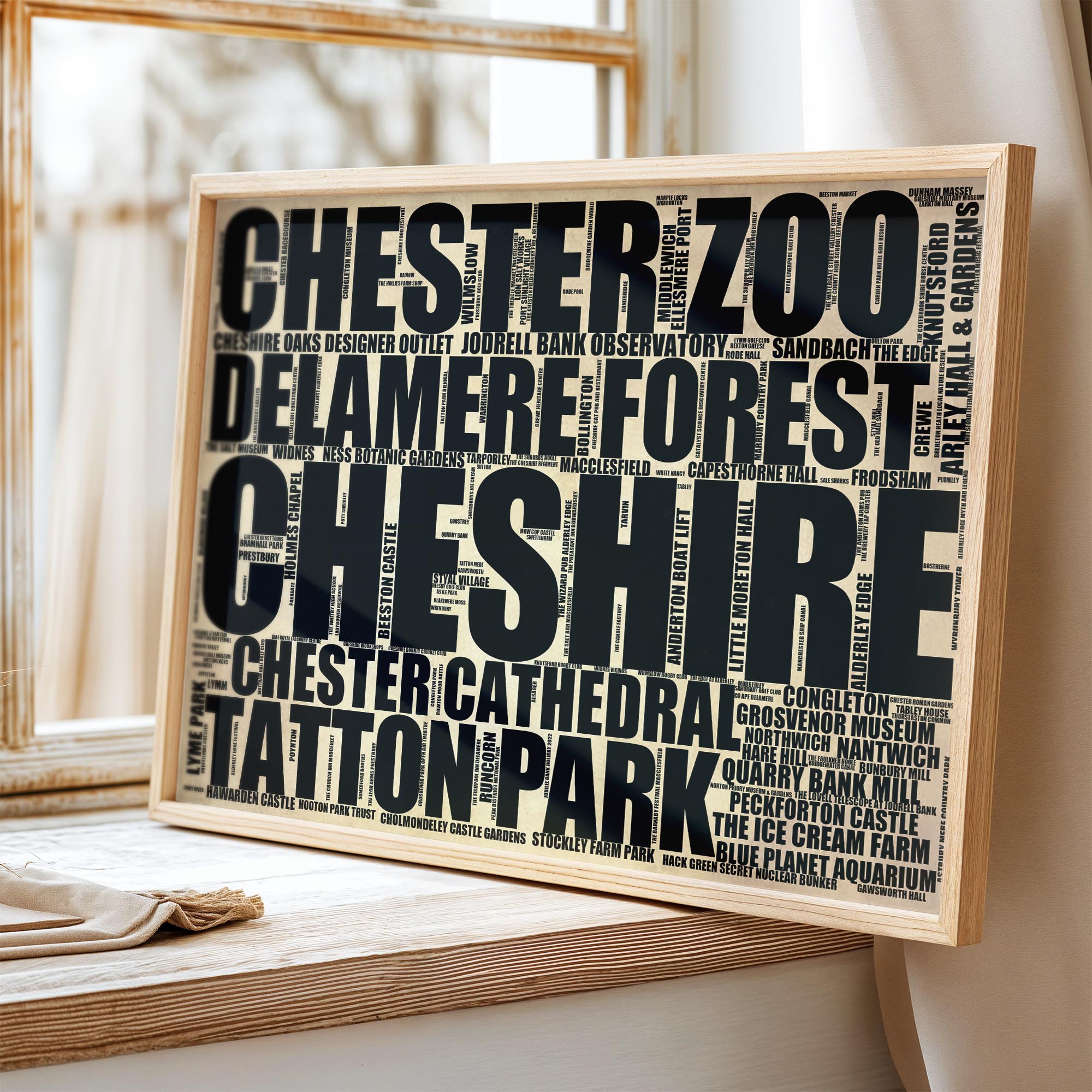 Cheshire - Premium Typographic Word Cloud Prints, Posters & Gifts