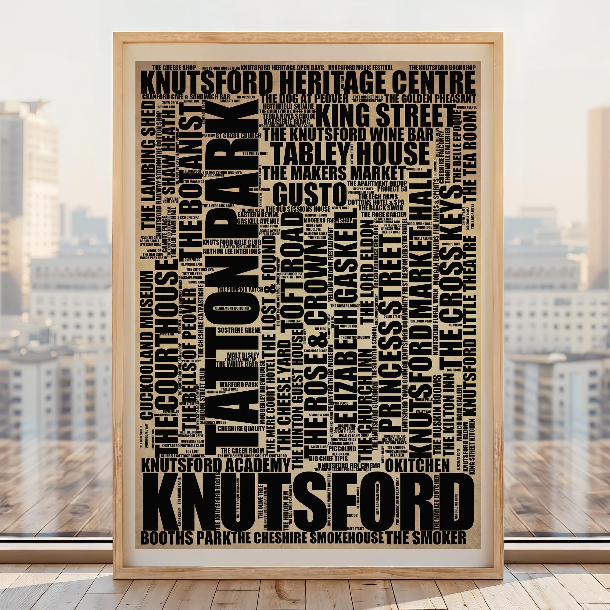 Knutsford - Premium Typographic Word Cloud Prints, Posters & Gifts