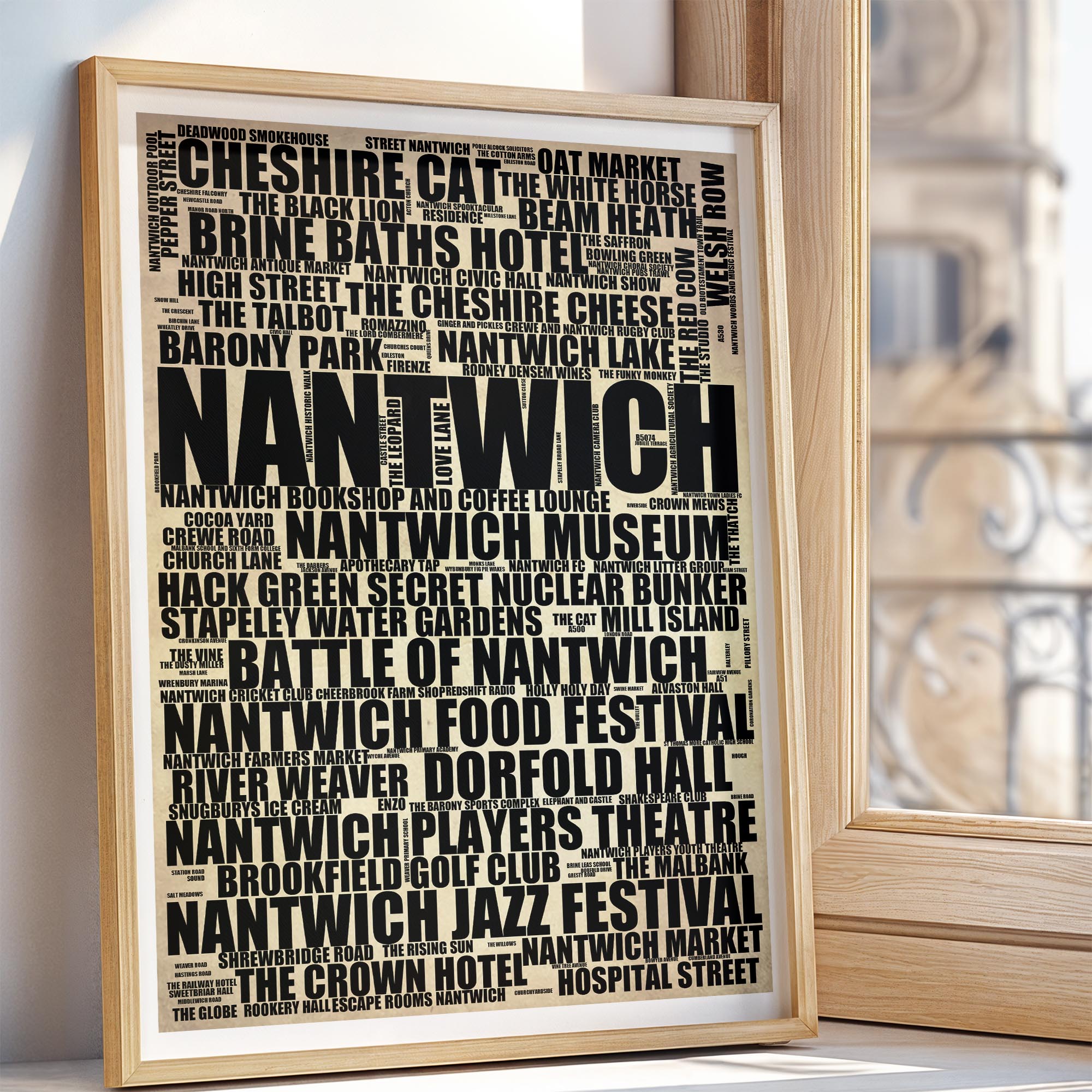 Nantwich - Premium Typographic Word Cloud Prints, Posters & Gifts