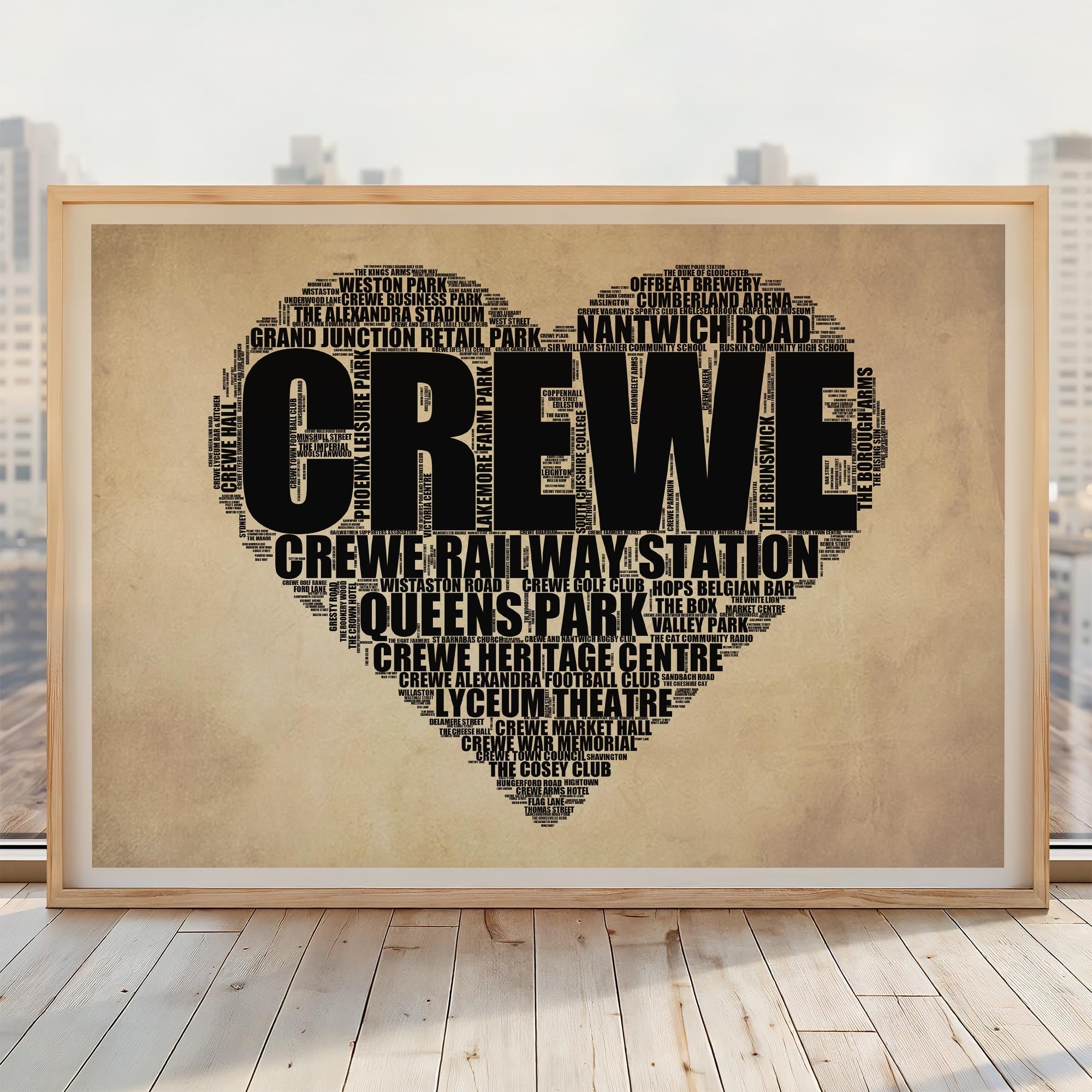 Crewe - Premium Typographic Word Cloud Prints, Posters & Gifts