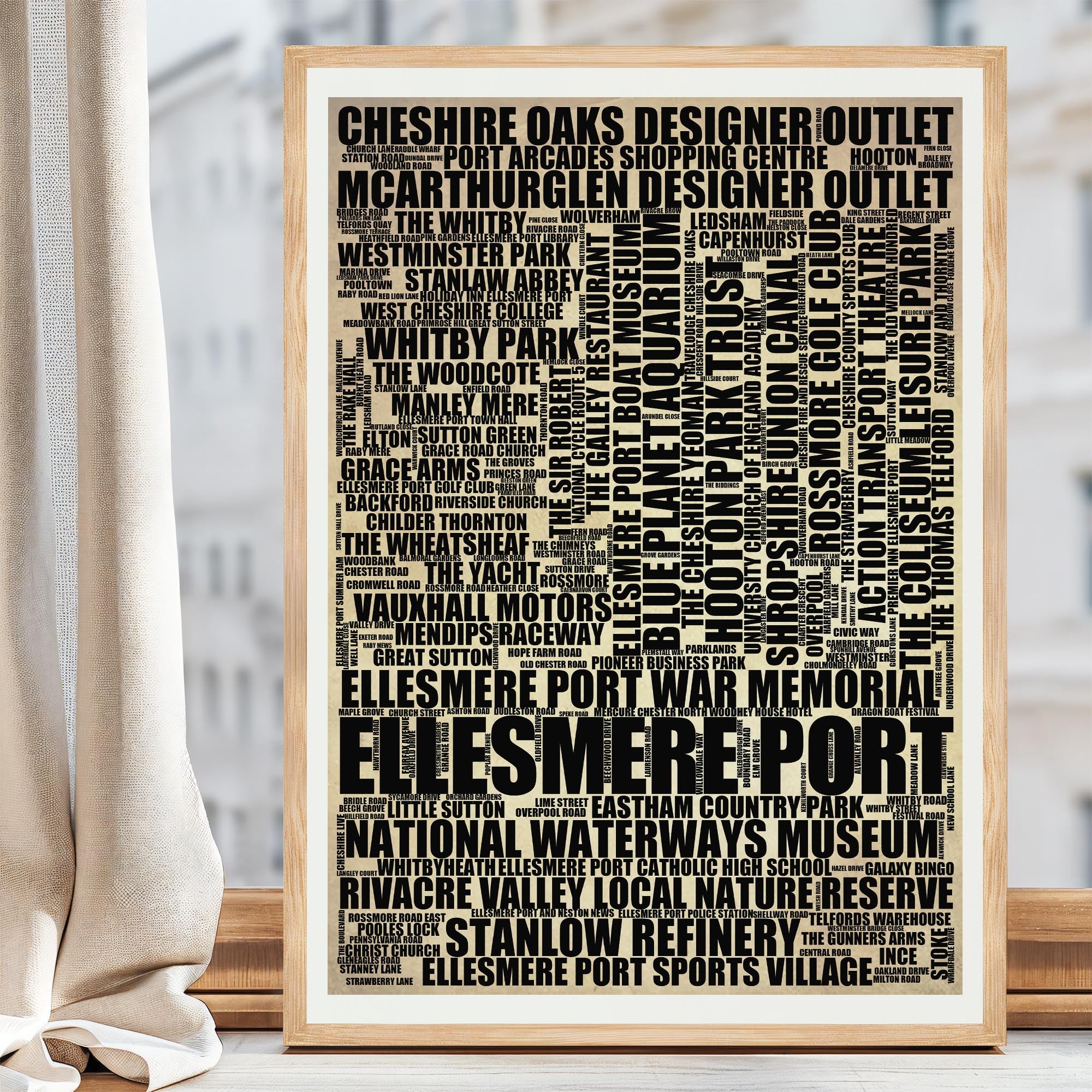 Ellesmere Port - Premium Typographic Word Cloud Prints, Posters & Gifts