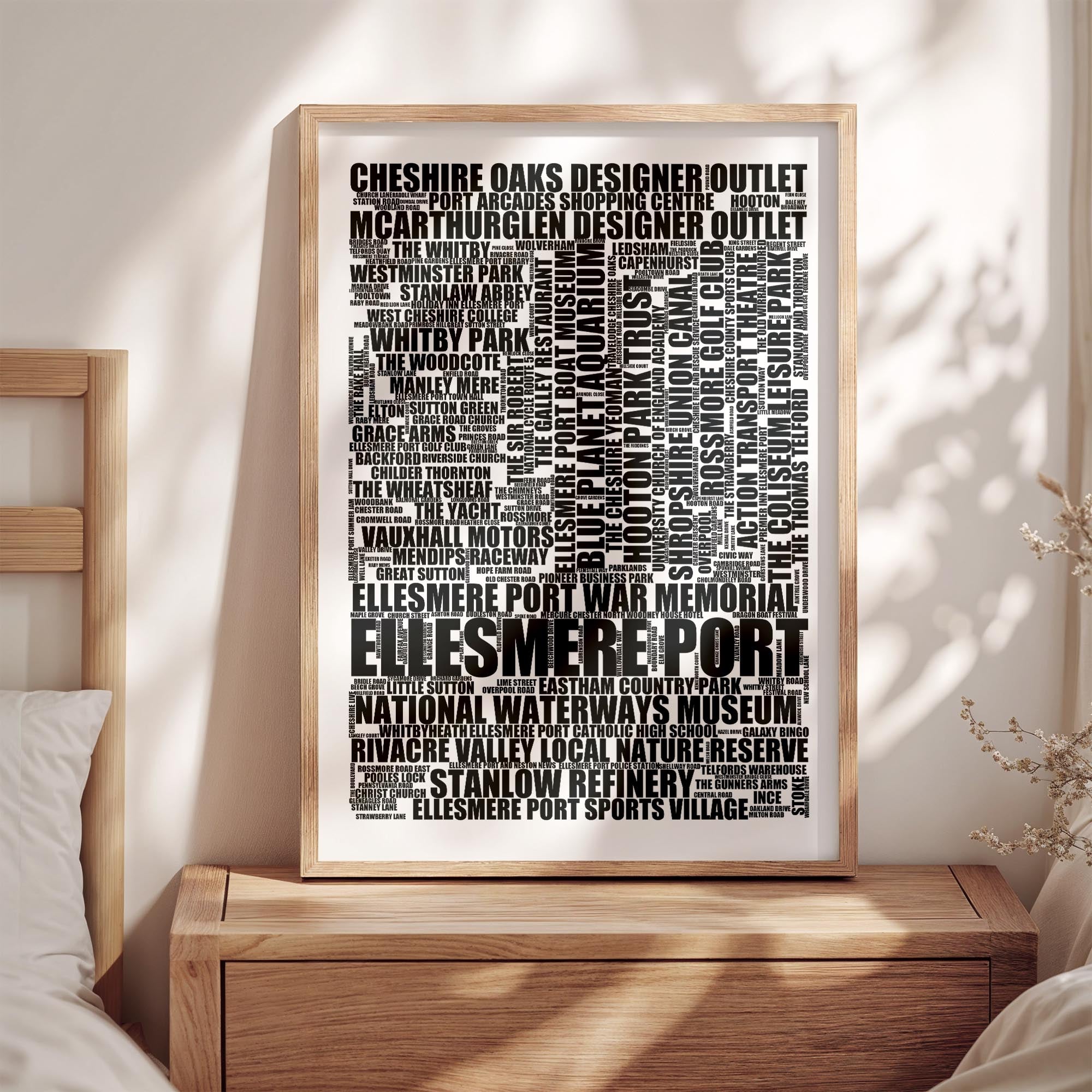 Ellesmere Port - Premium Typographic Word Cloud Prints, Posters & Gifts