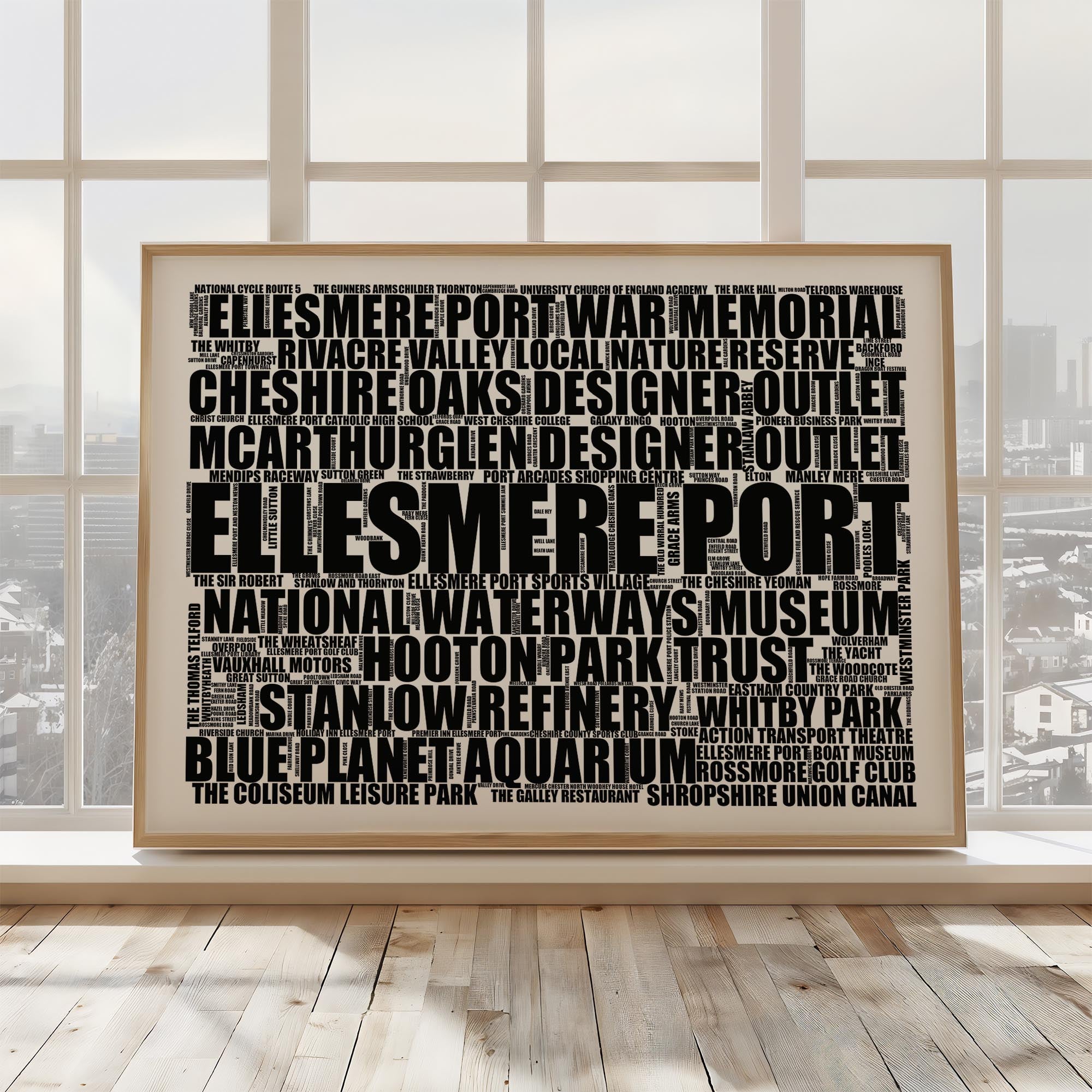 Ellesmere Port - Premium Typographic Word Cloud Prints, Posters & Gifts