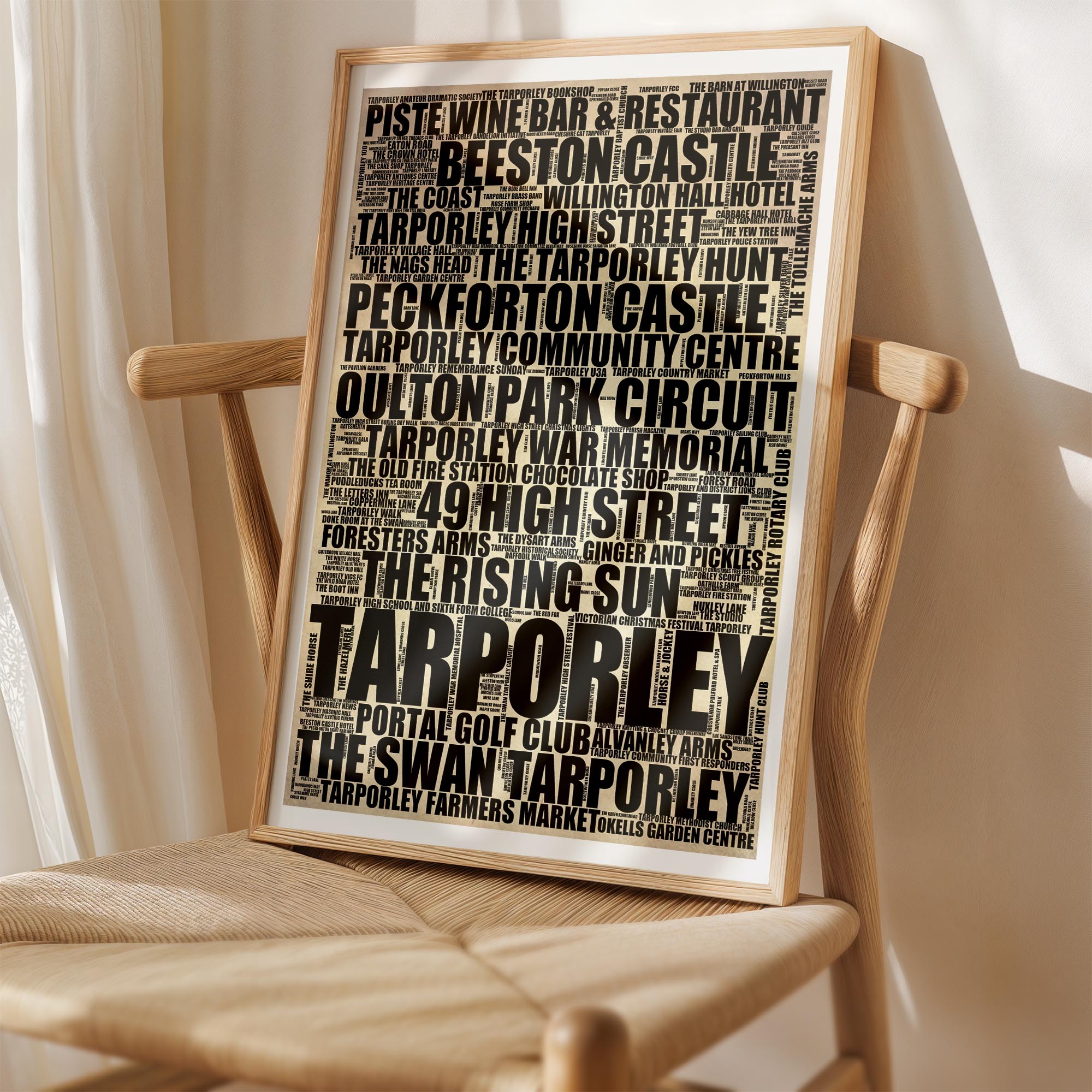 Tarporley - Premium Typographic Word Cloud Prints, Posters & Gifts