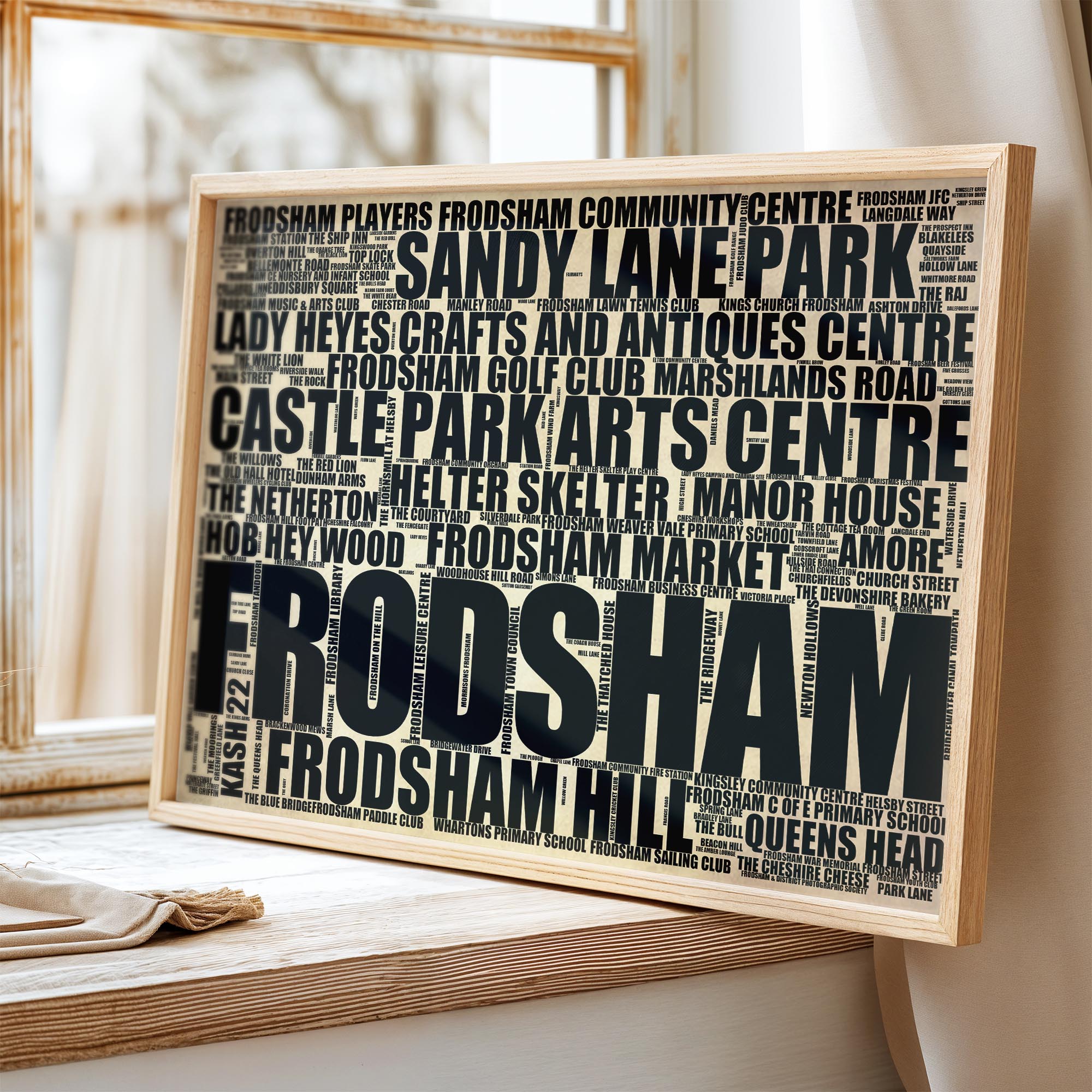 Frodsham - Premium Typographic Word Cloud Prints, Posters & Gifts