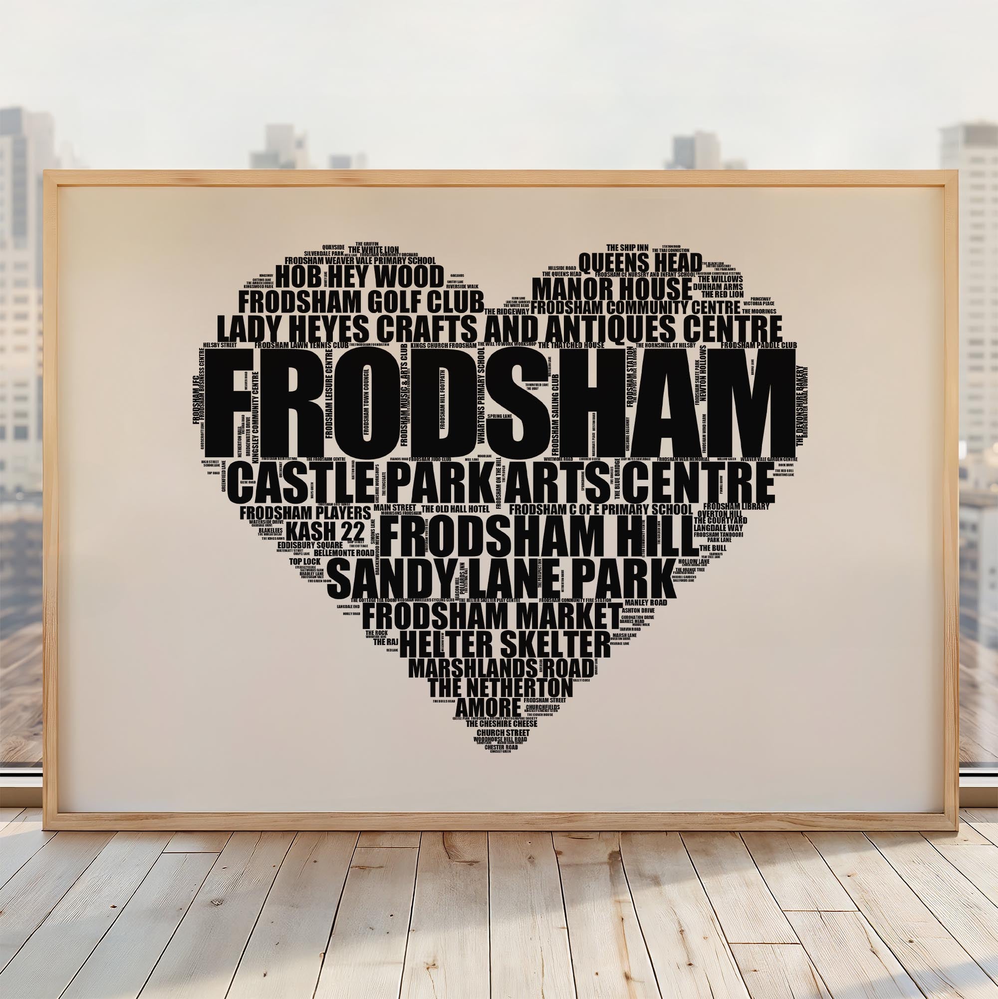 Frodsham - Premium Typographic Word Cloud Prints, Posters & Gifts