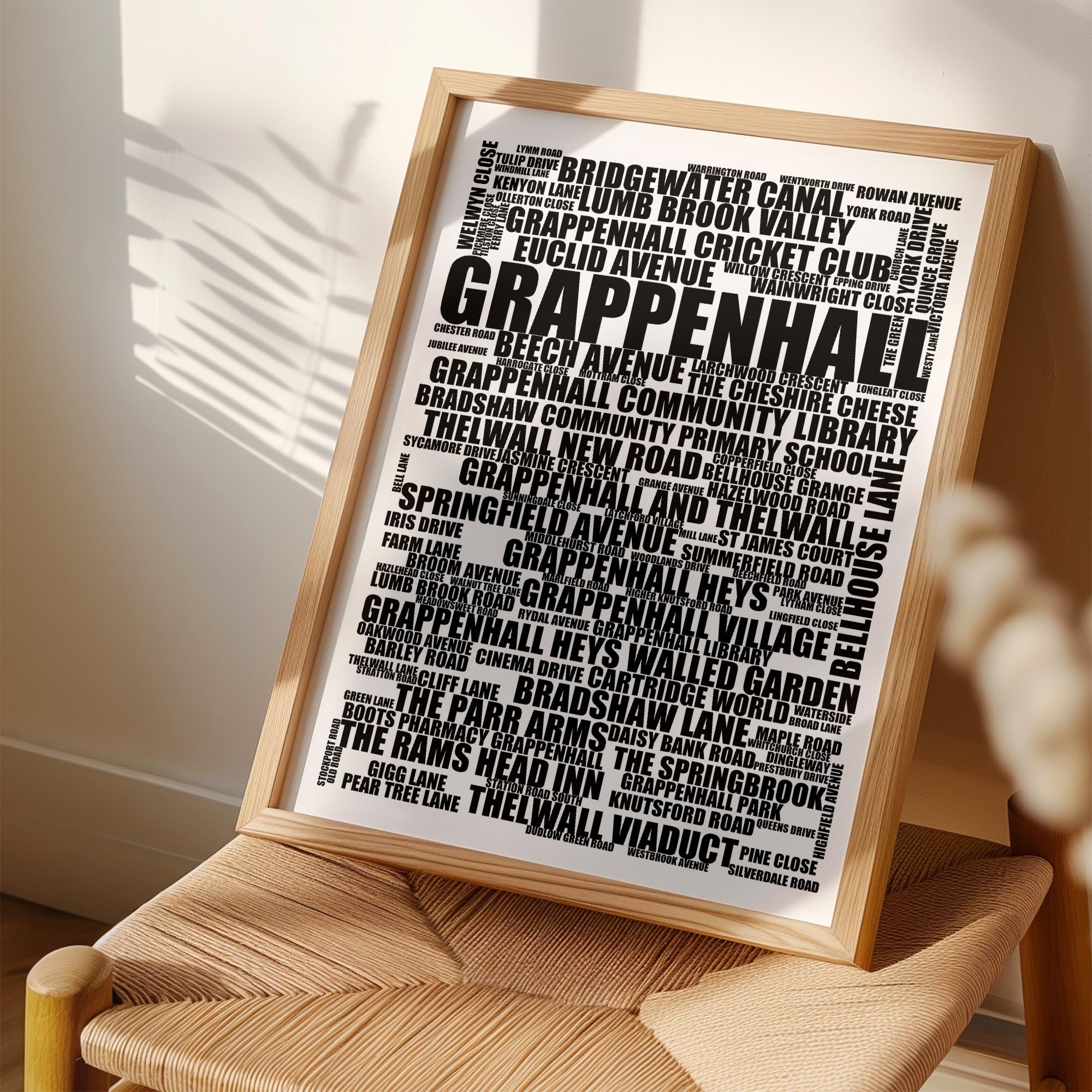 Grappenhall - Premium Typographic Word Cloud Prints, Posters & Gifts