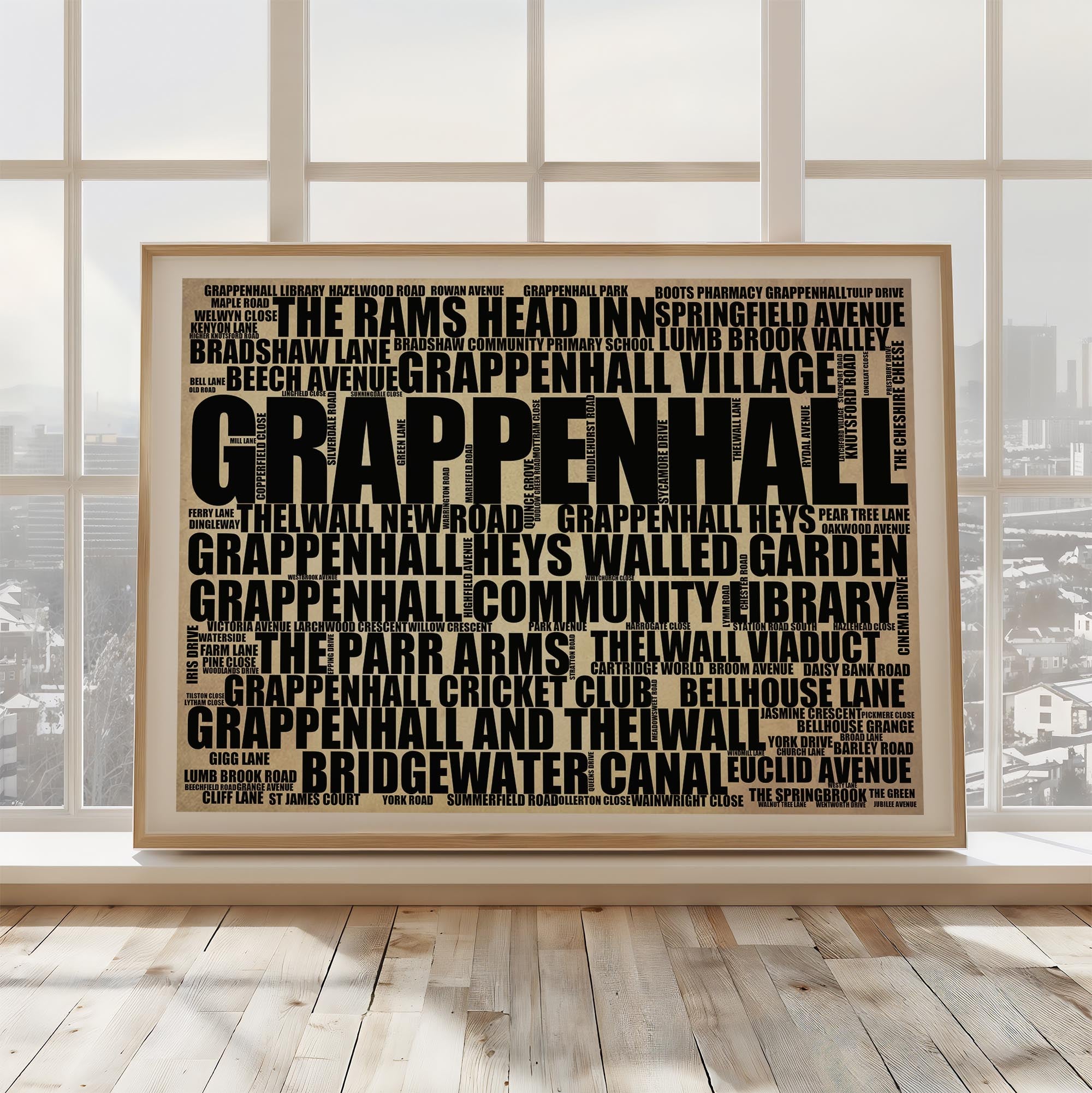 Grappenhall - Premium Typographic Word Cloud Prints, Posters & Gifts