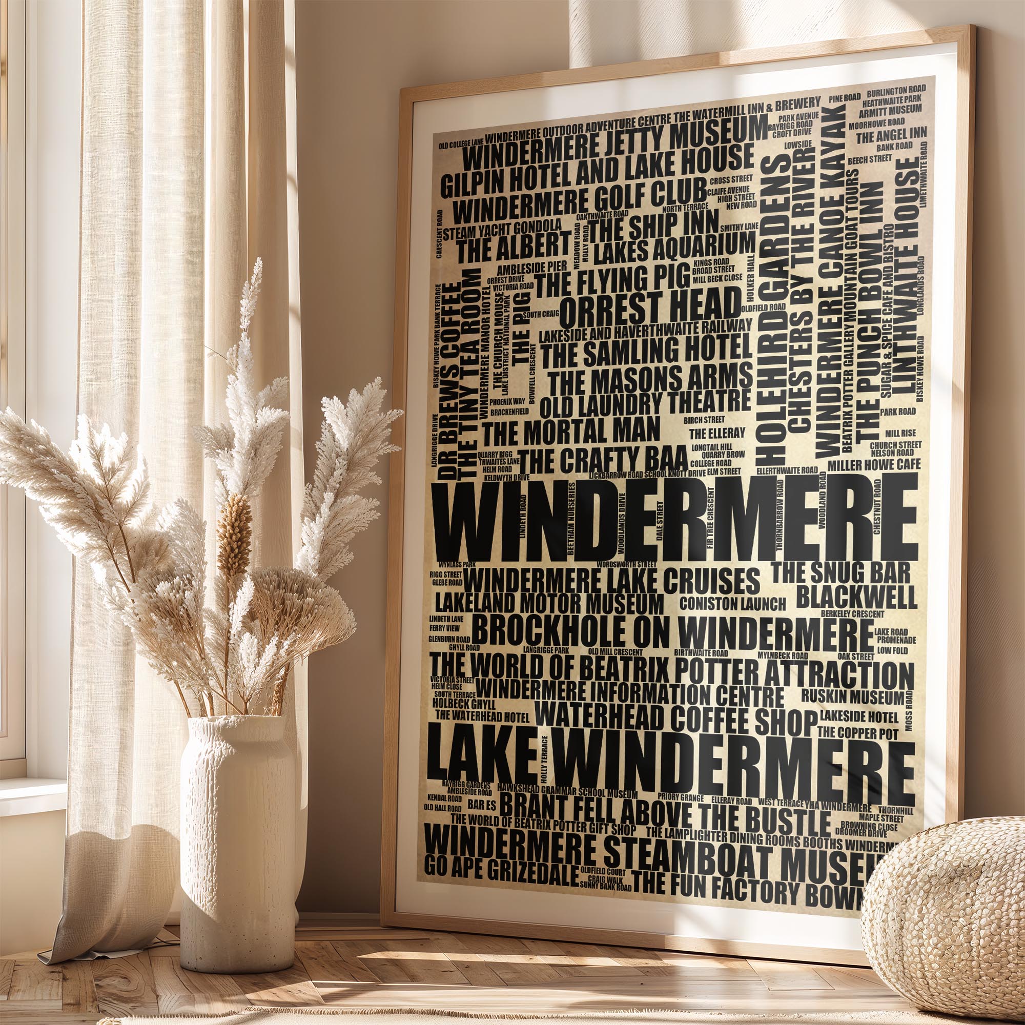 Windermere - Premium Typographic Word Cloud Prints, Posters & Gifts