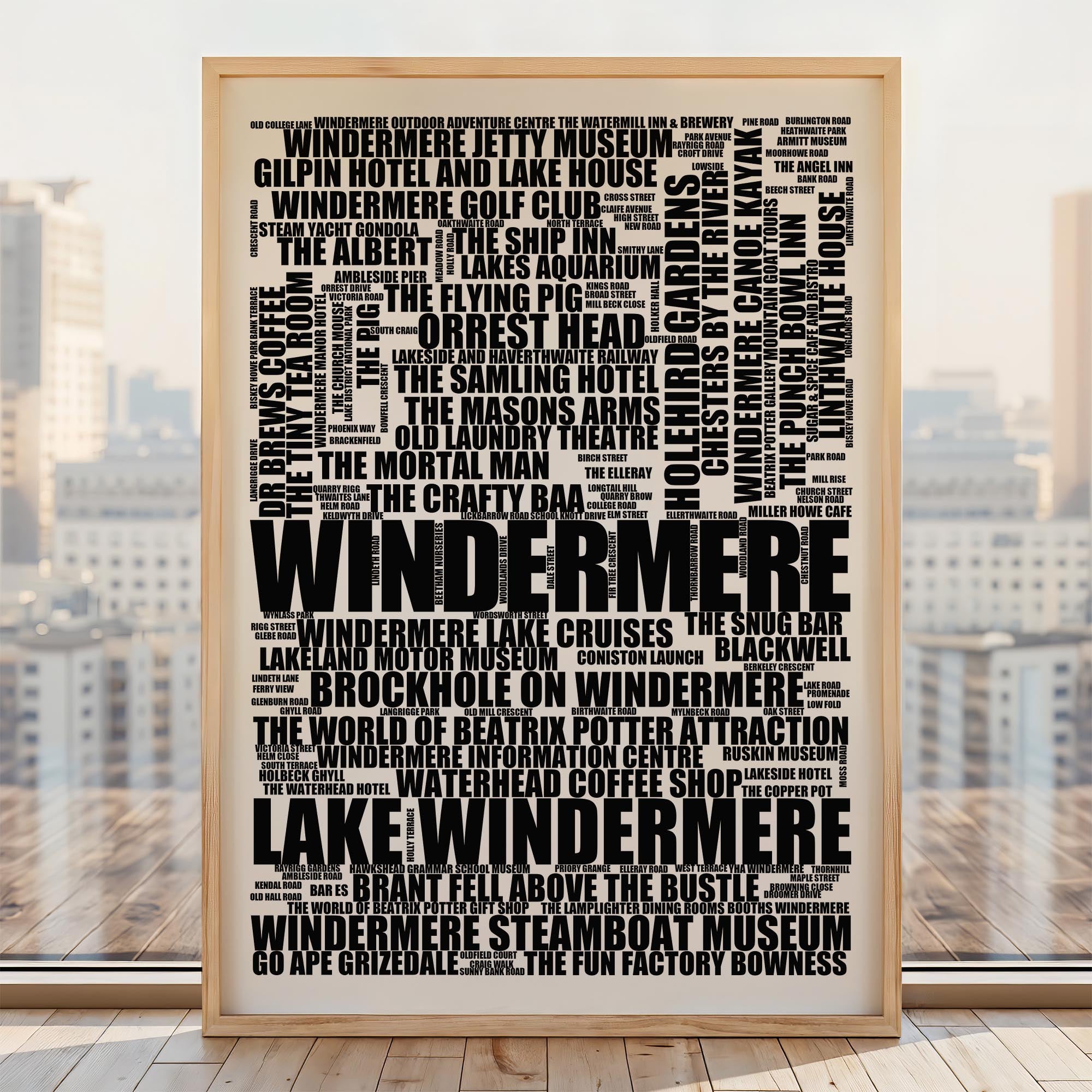 Windermere - Premium Typographic Word Cloud Prints, Posters & Gifts