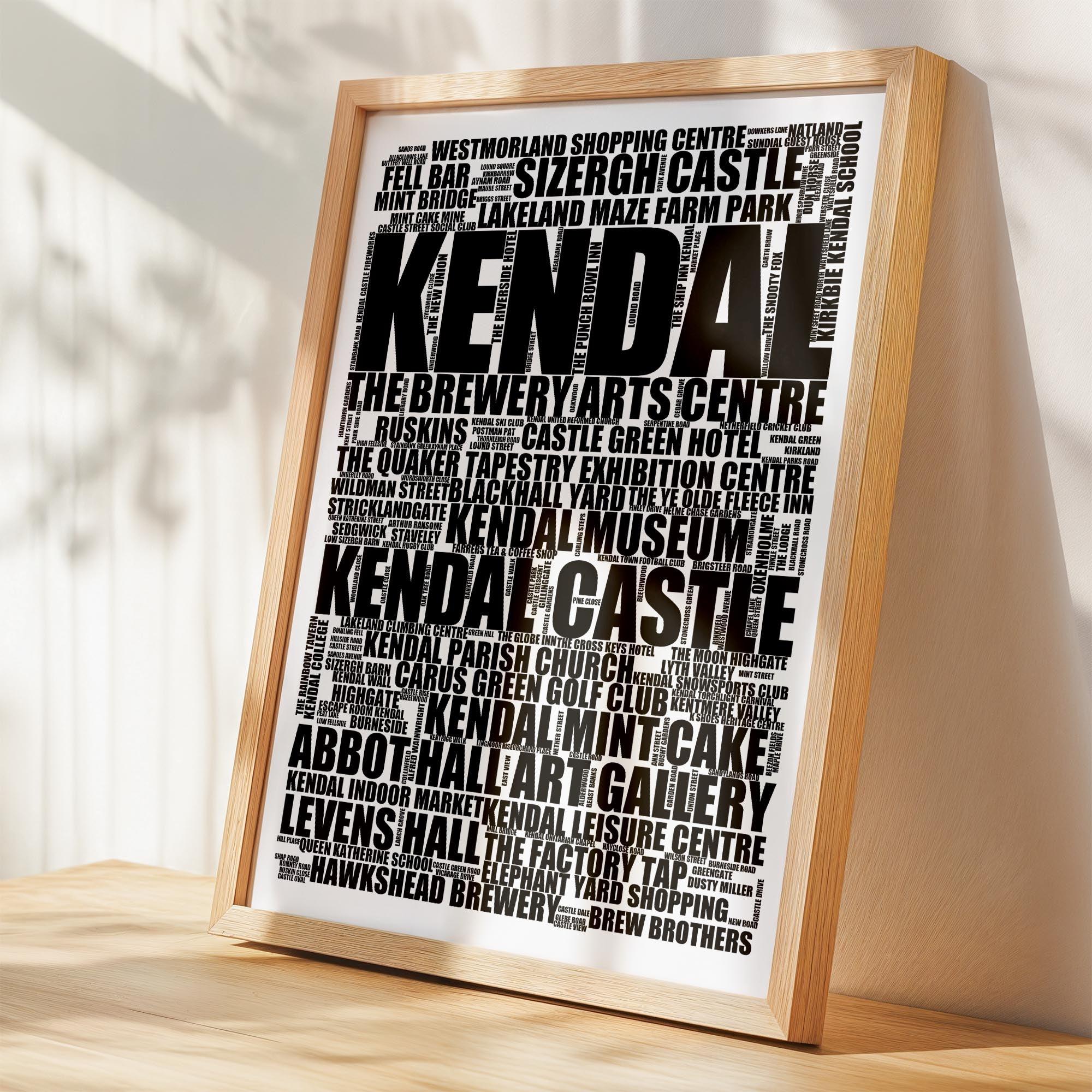 Kendal - Premium Typographic Word Cloud Prints, Posters & Gifts