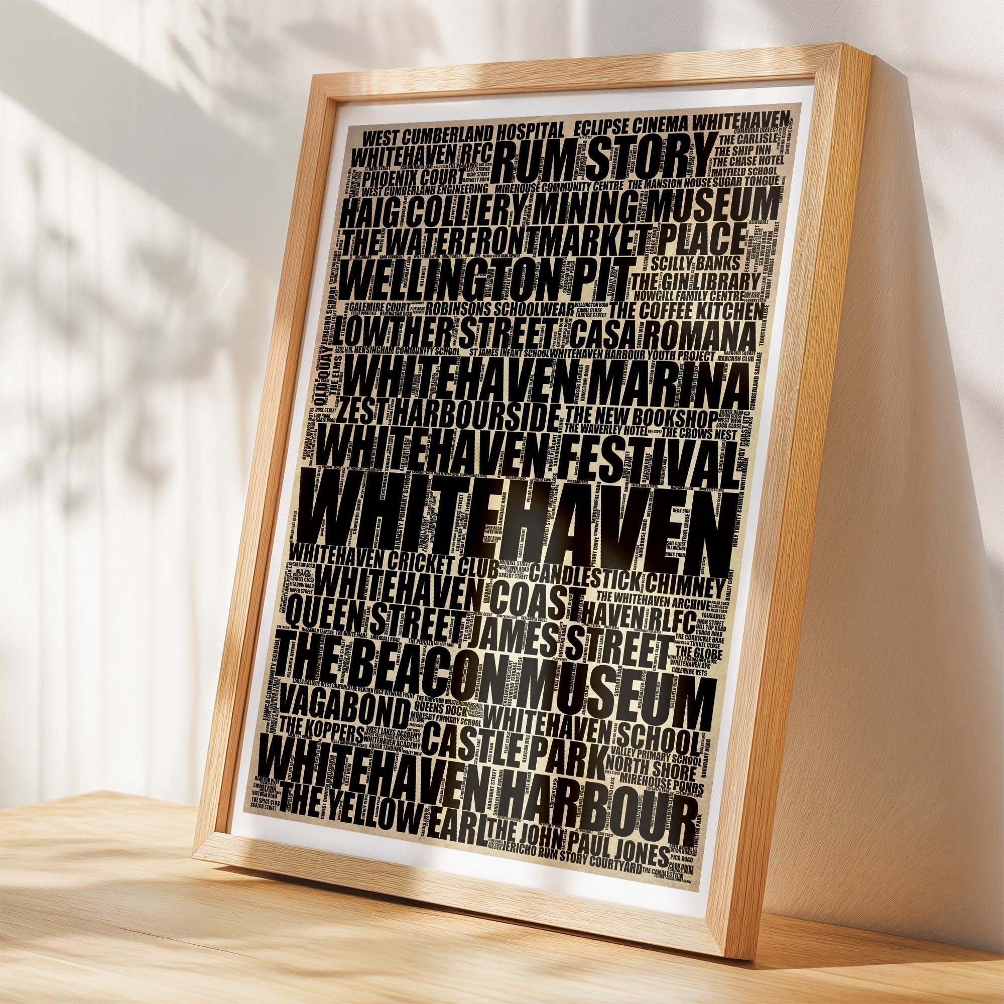 Whitehaven - Premium Typographic Word Cloud Prints, Posters & Gifts