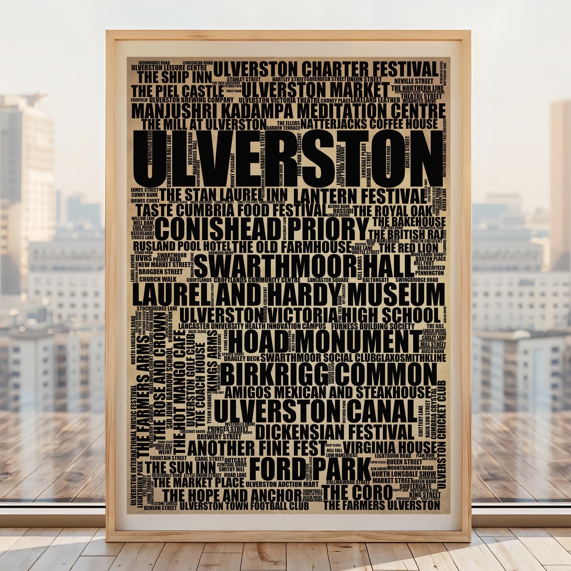 Ulverston - Premium Typographic Word Cloud Prints, Posters & Gifts