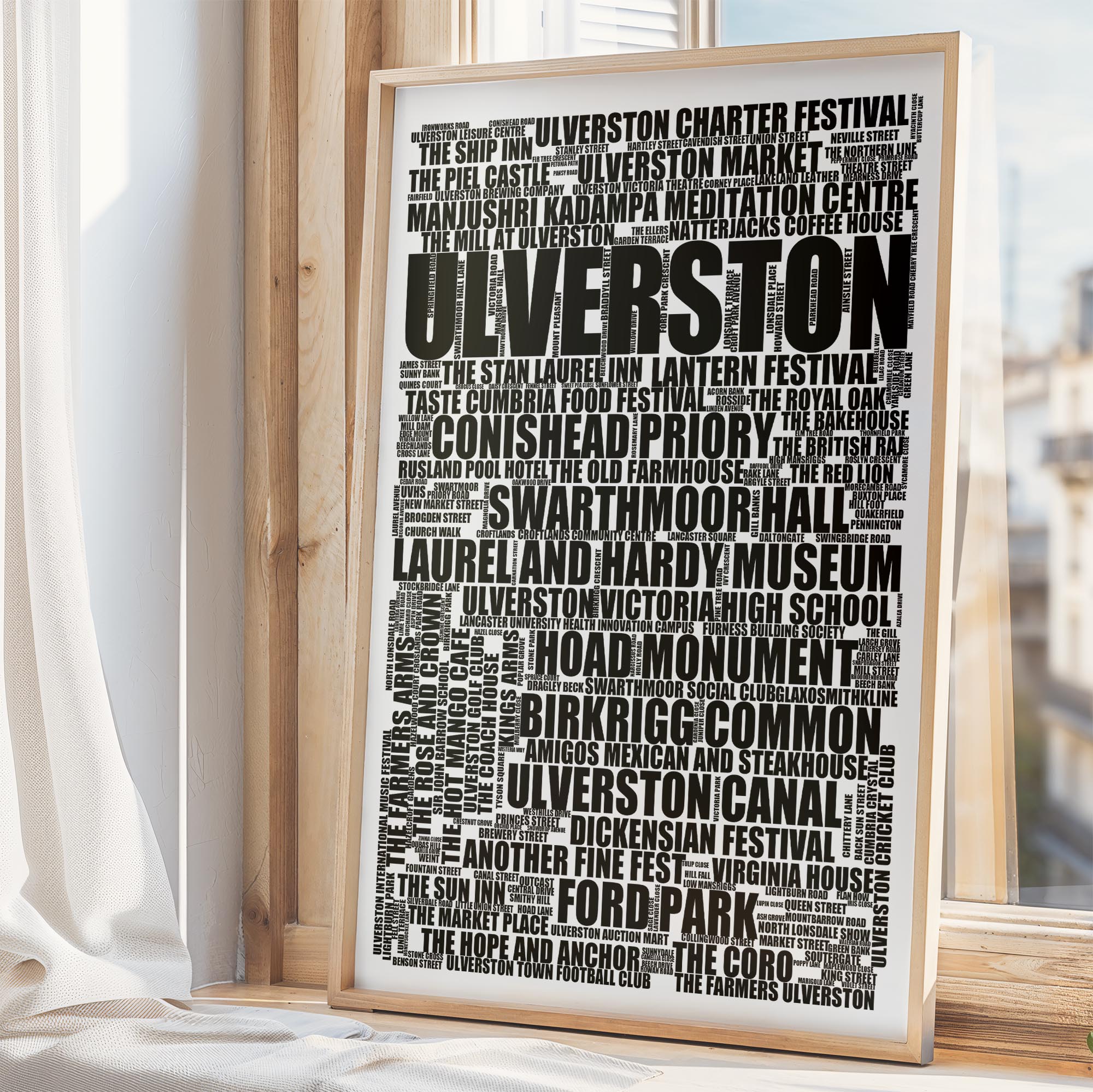 Ulverston - Premium Typographic Word Cloud Prints, Posters & Gifts