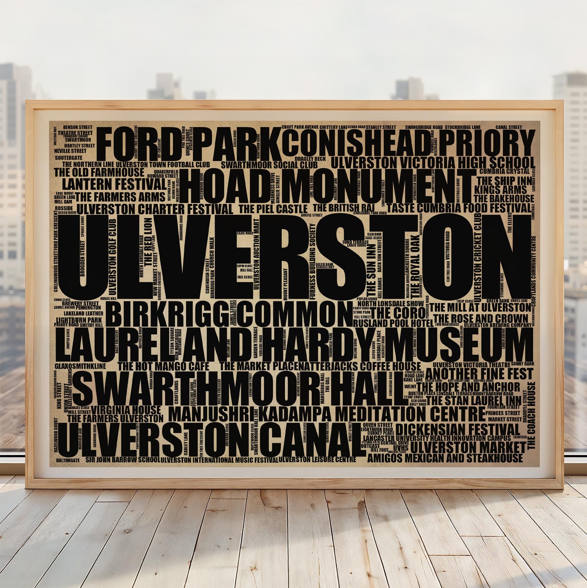 Ulverston - Premium Typographic Word Cloud Prints, Posters & Gifts