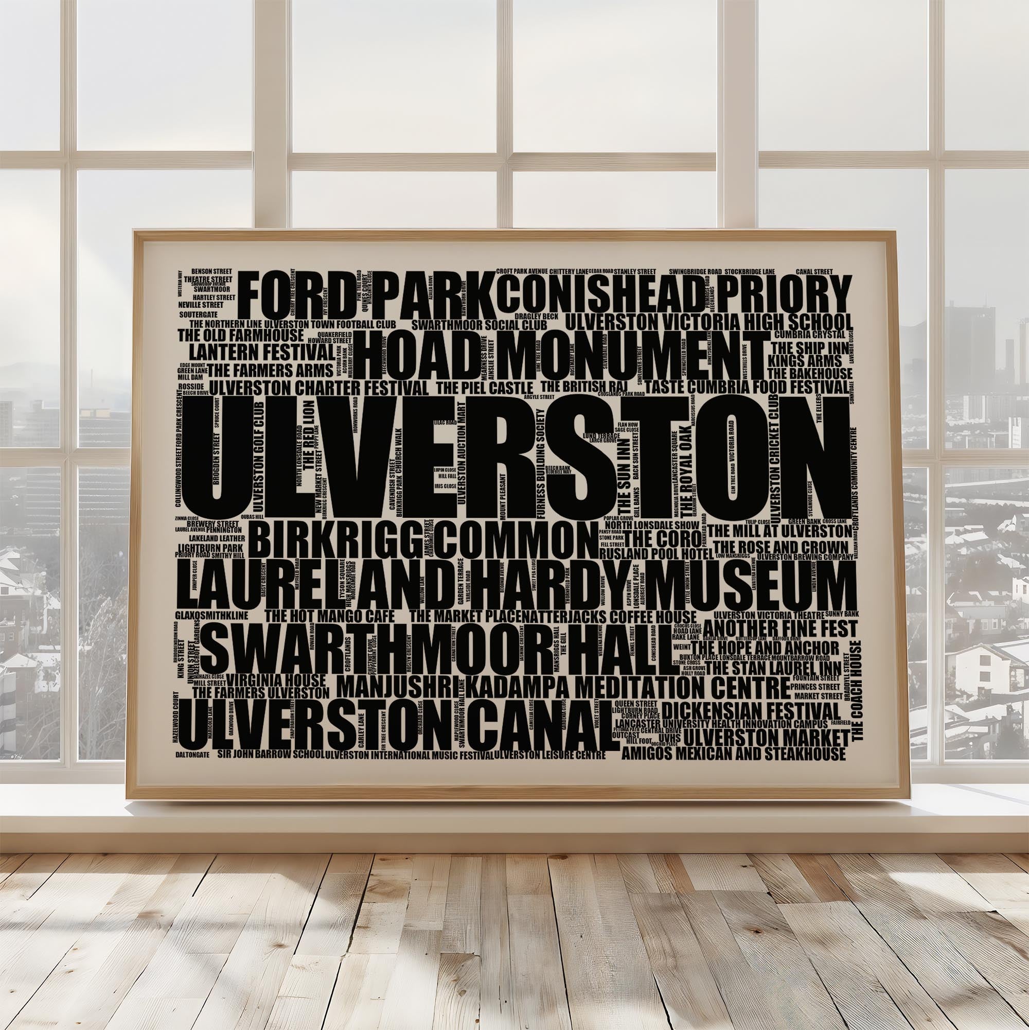 Ulverston - Premium Typographic Word Cloud Prints, Posters & Gifts