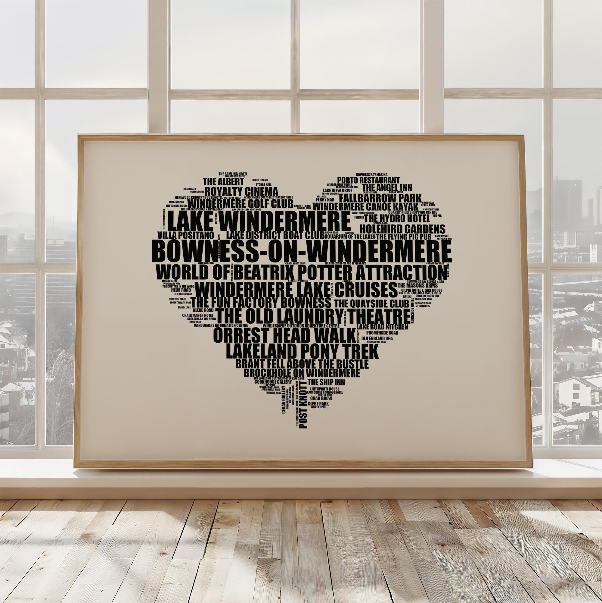 Bowness-on-Windermere - Premium Typographic Word Cloud Prints, Posters & Gifts