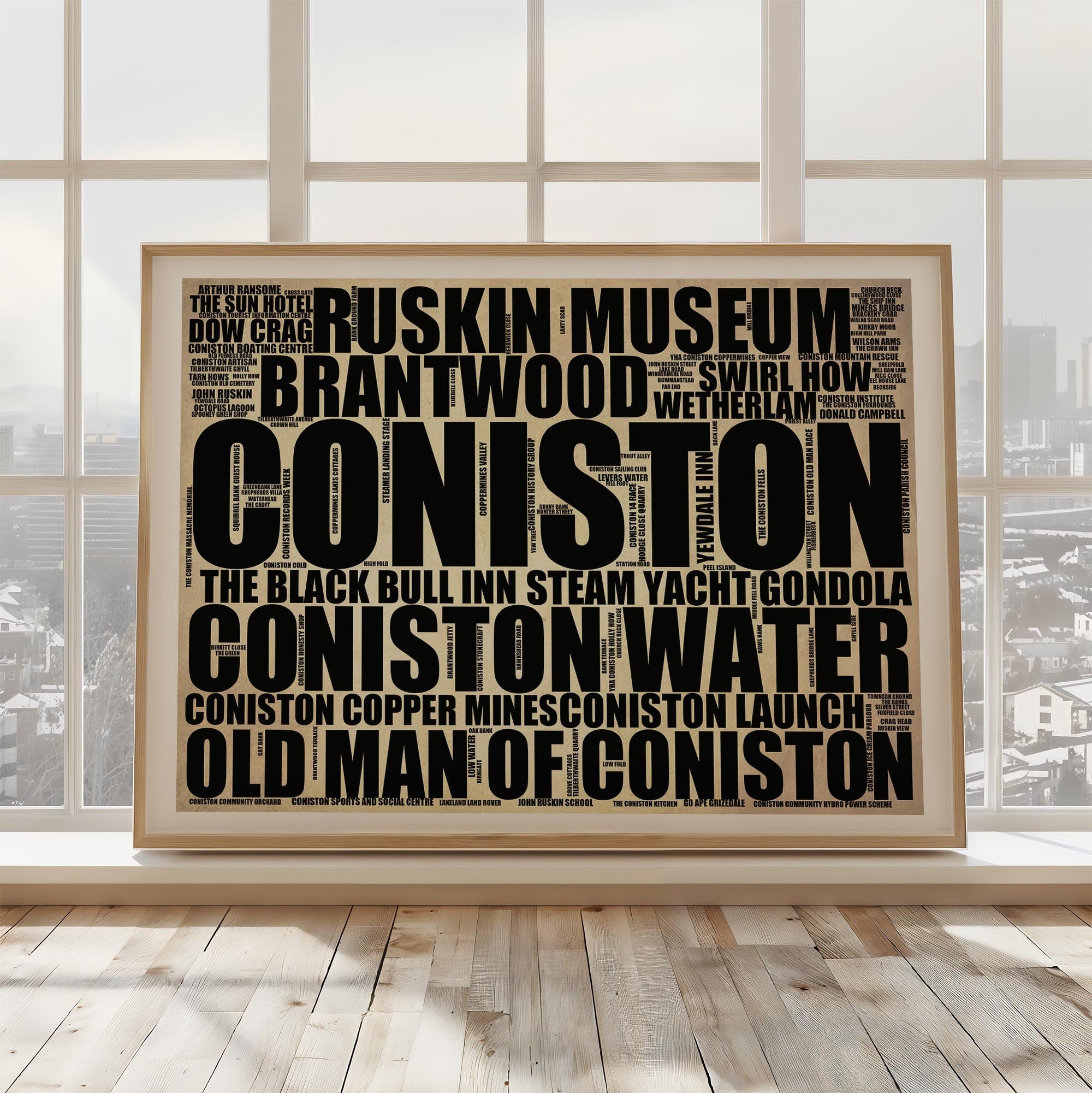 Coniston - Premium Typographic Word Cloud Prints, Posters & Gifts