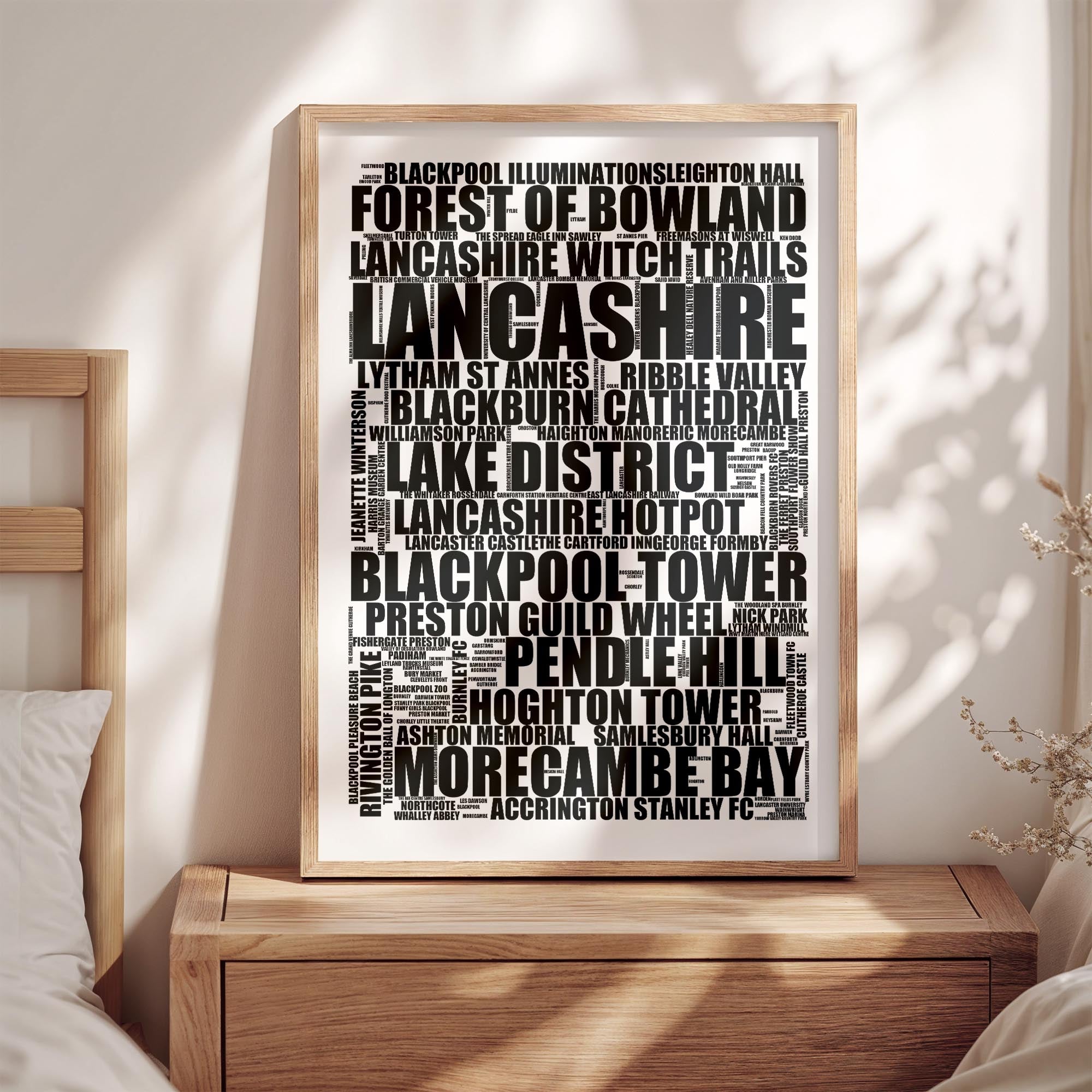 Lancashire - Premium Typographic Word Cloud Prints, Posters & Gifts