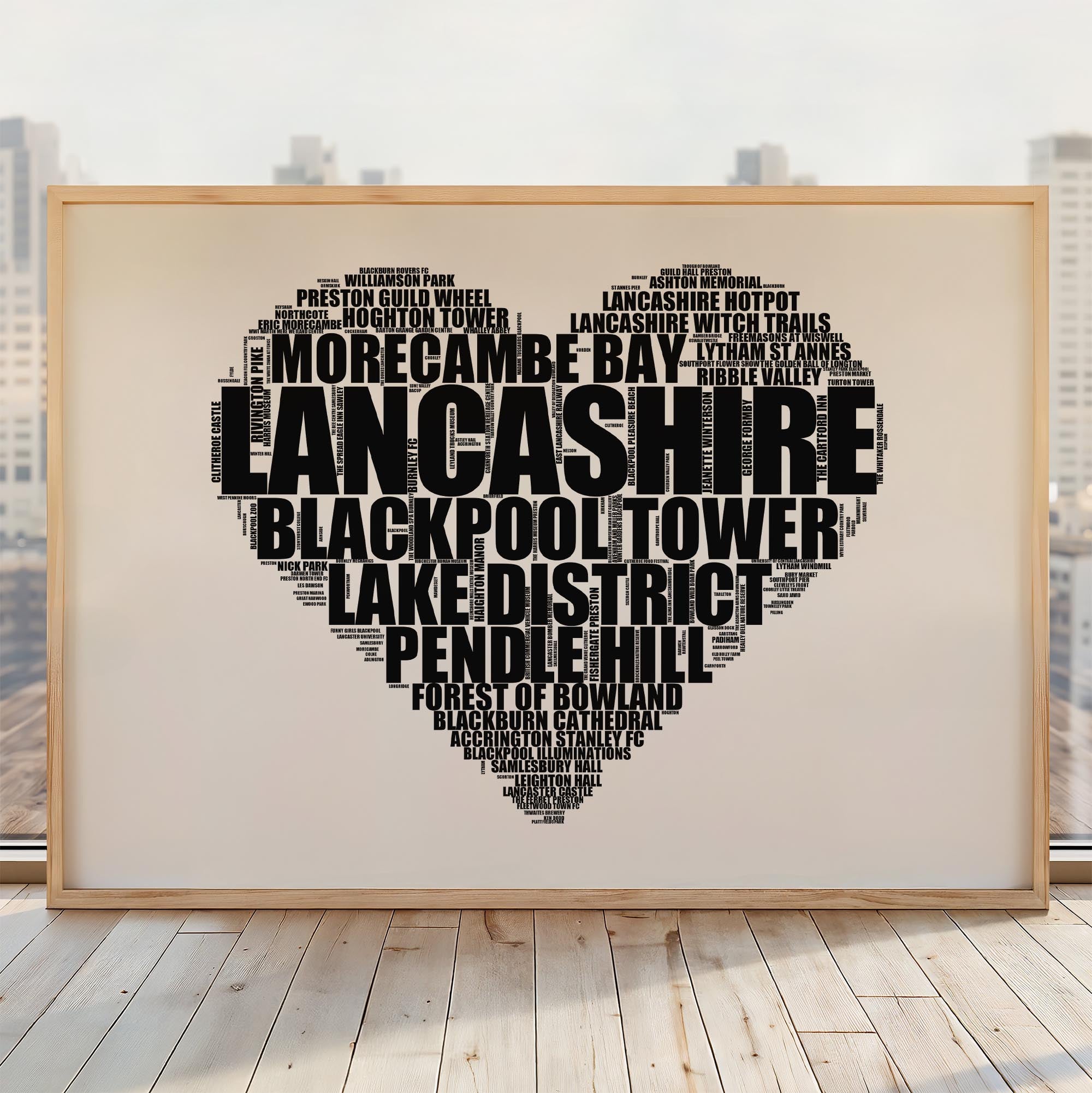 Lancashire - Premium Typographic Word Cloud Prints, Posters & Gifts