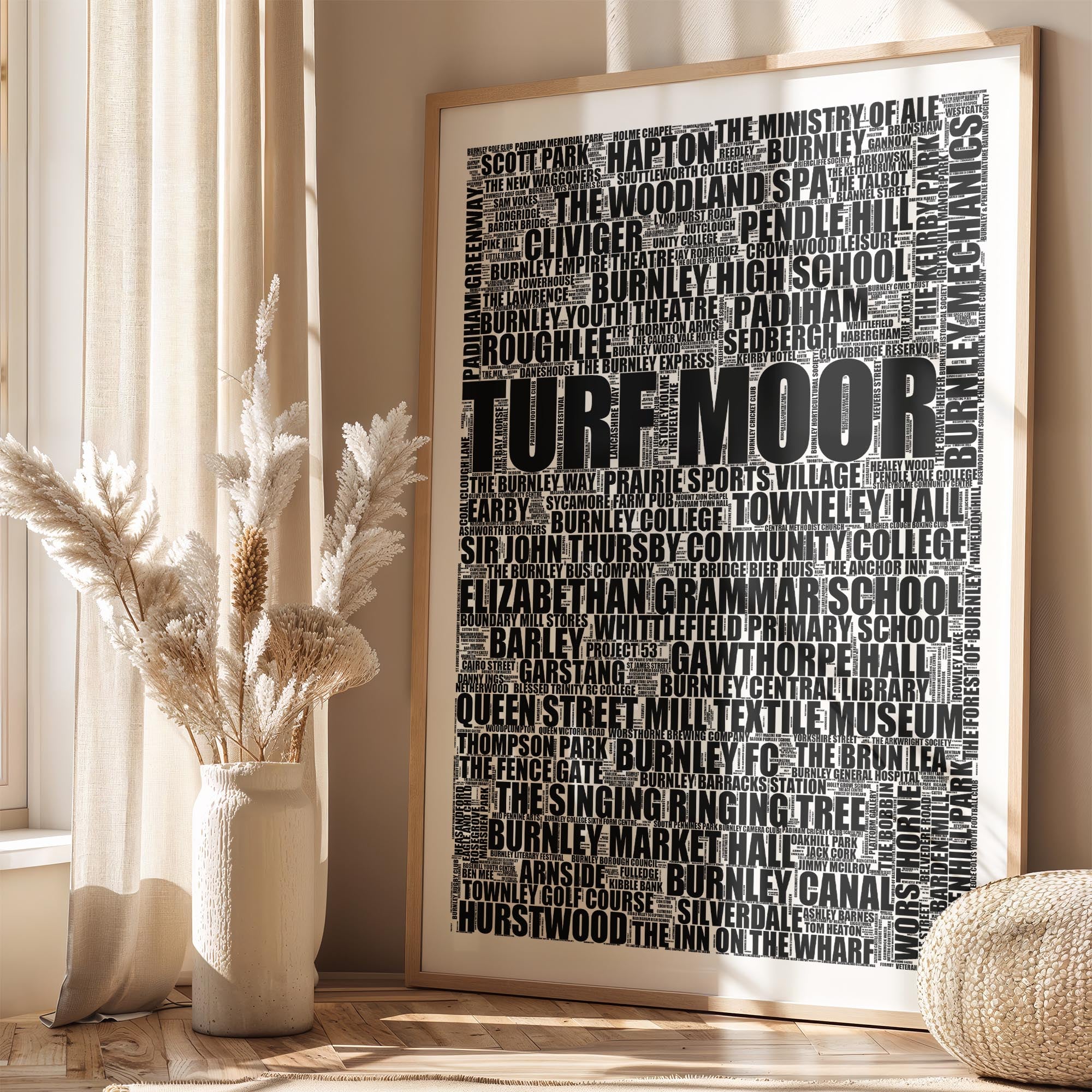 Burnley - Premium Typographic Word Cloud Prints, Posters & Gifts