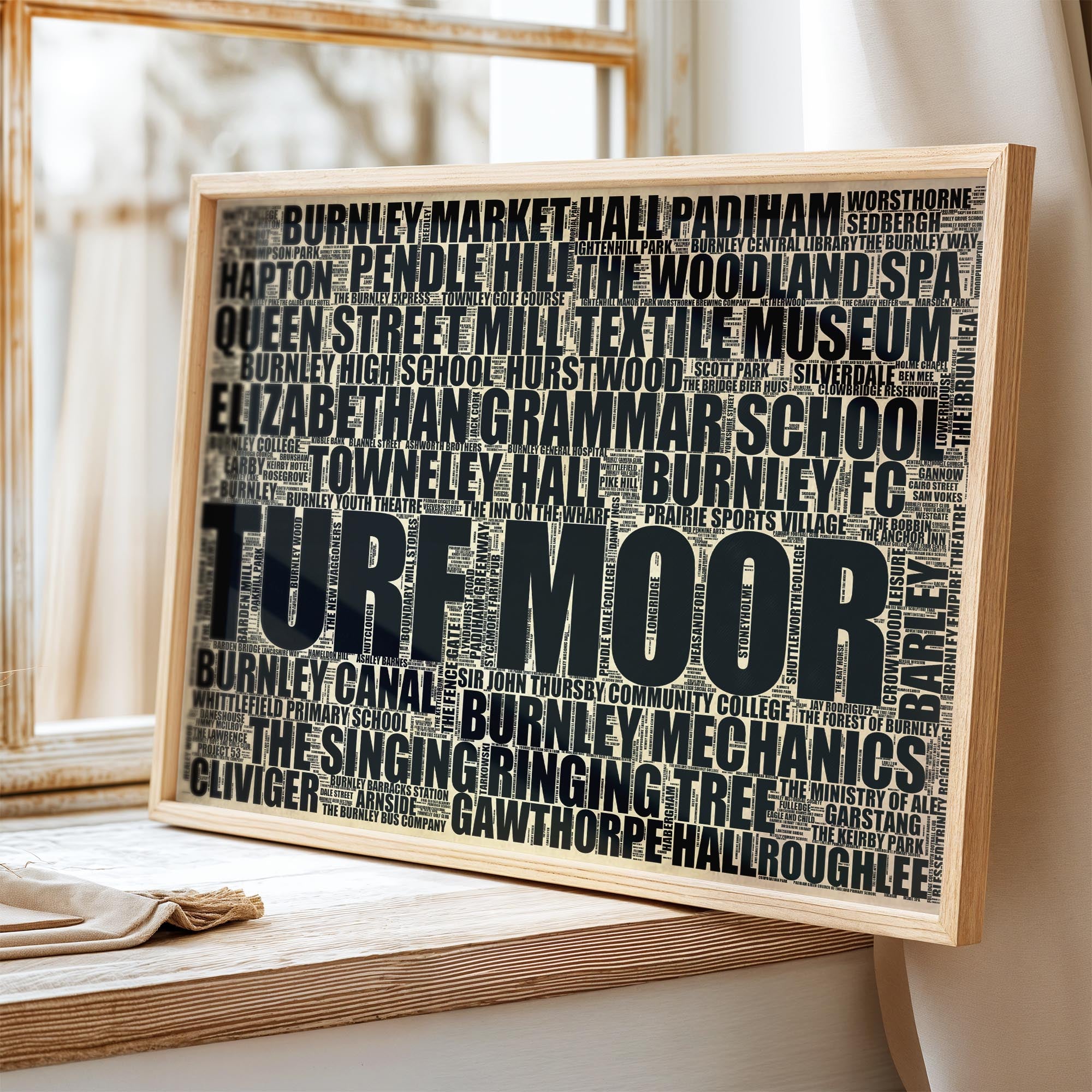 Burnley - Premium Typographic Word Cloud Prints, Posters & Gifts