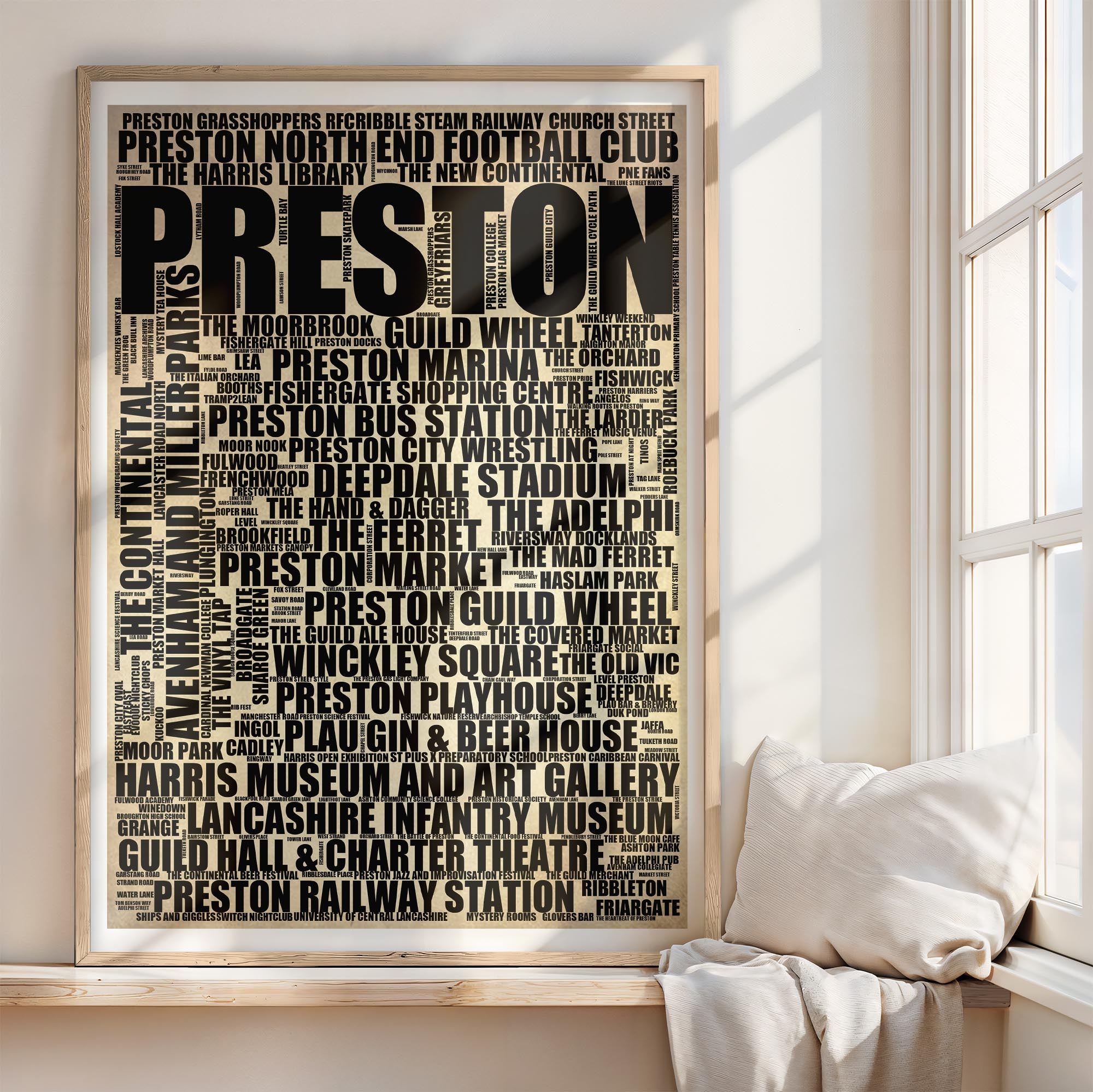 Preston - Premium Typographic Word Cloud Prints, Posters & Gifts