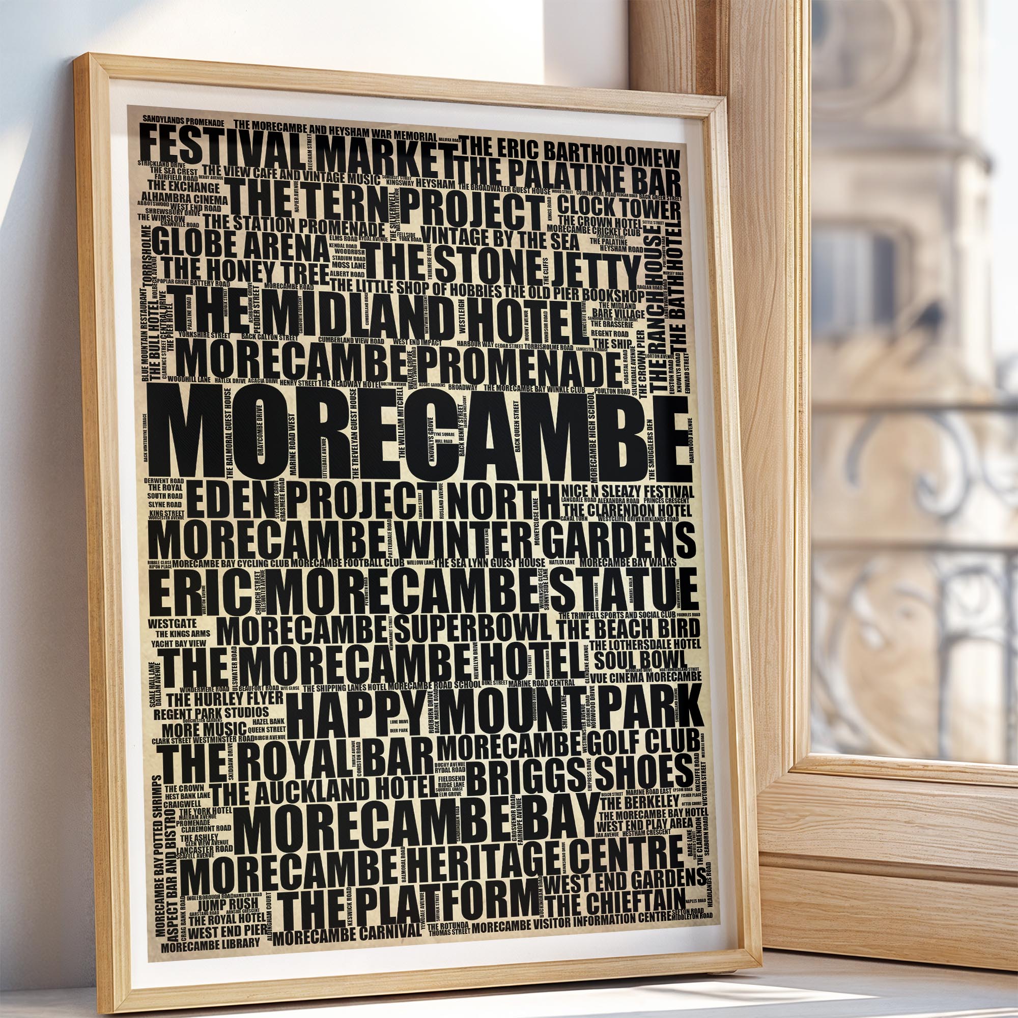 Morecambe - Premium Typographic Word Cloud Prints, Posters & Gifts