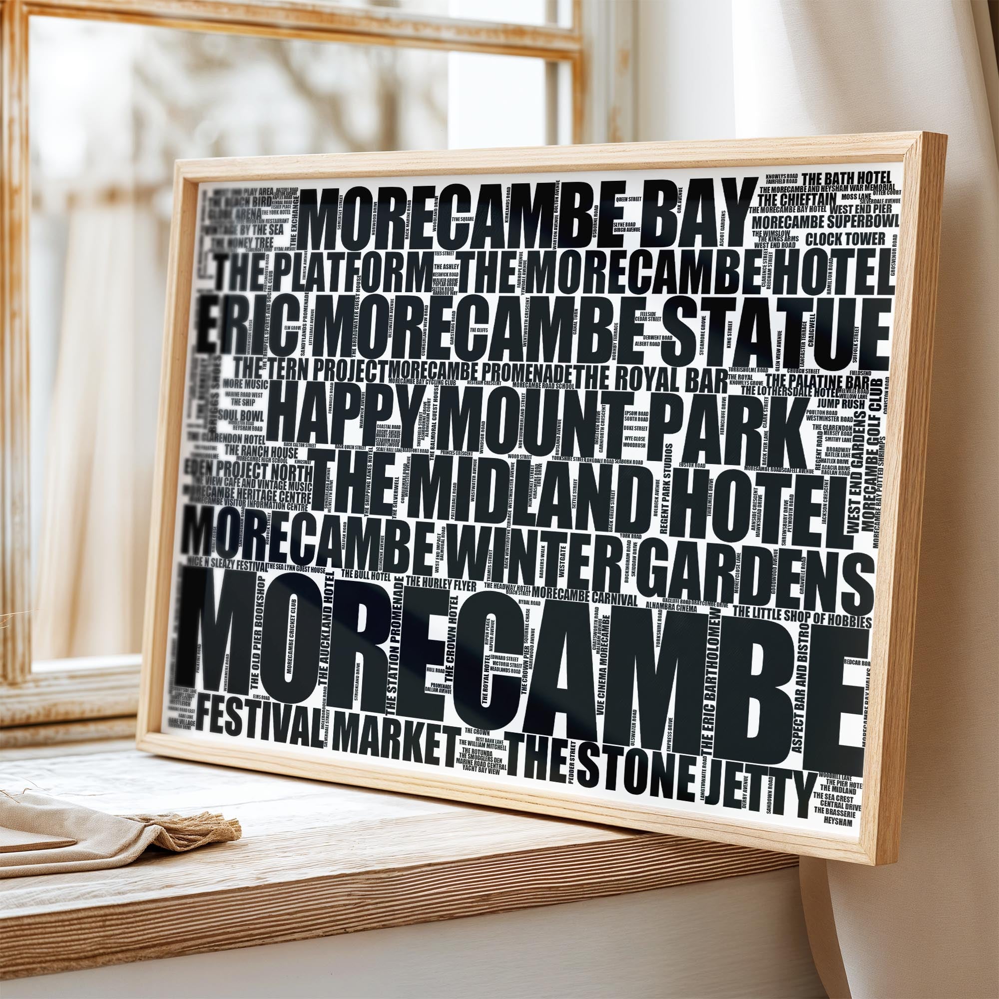 Morecambe - Premium Typographic Word Cloud Prints, Posters & Gifts