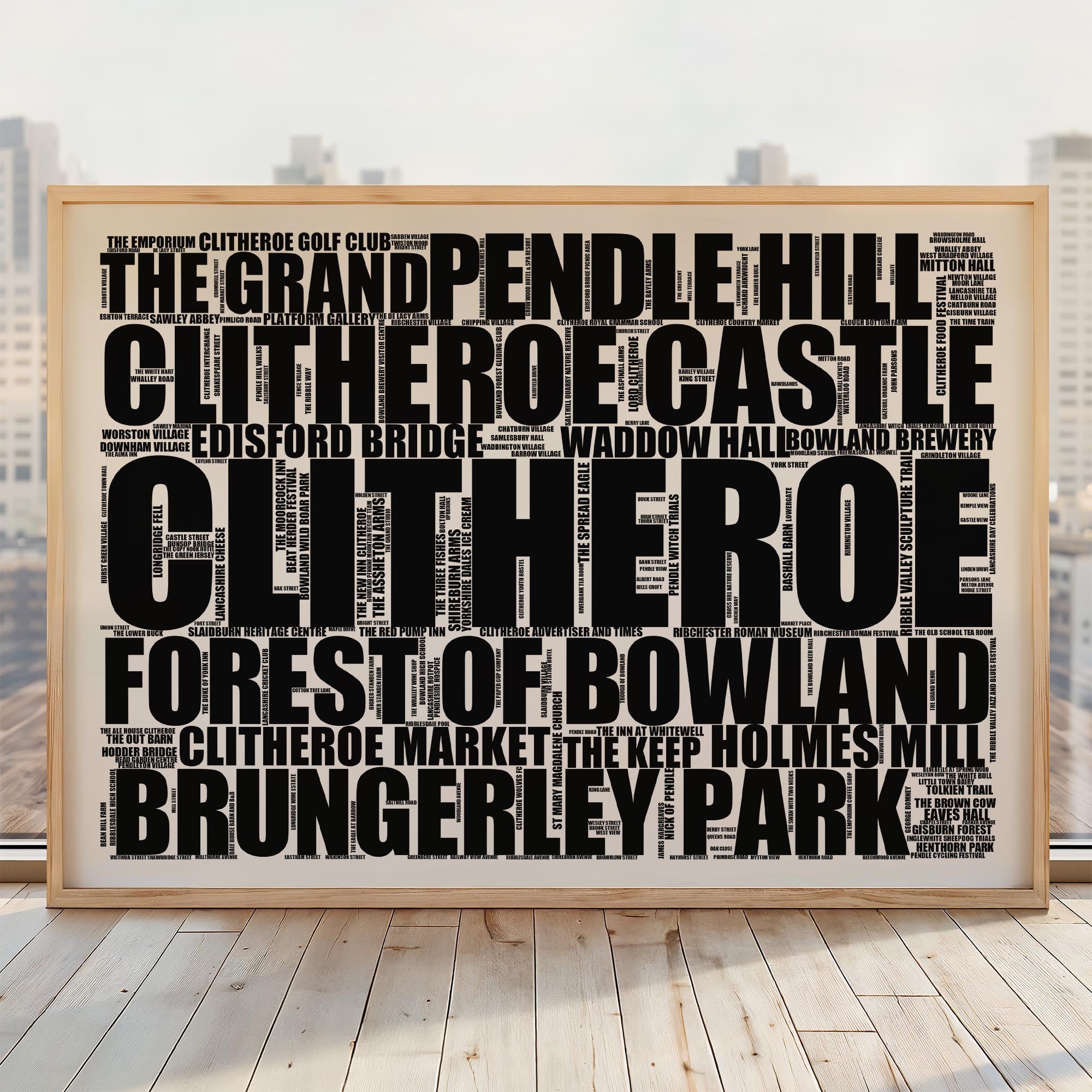 Clitheroe - Premium Typographic Word Cloud Prints, Posters & Gifts